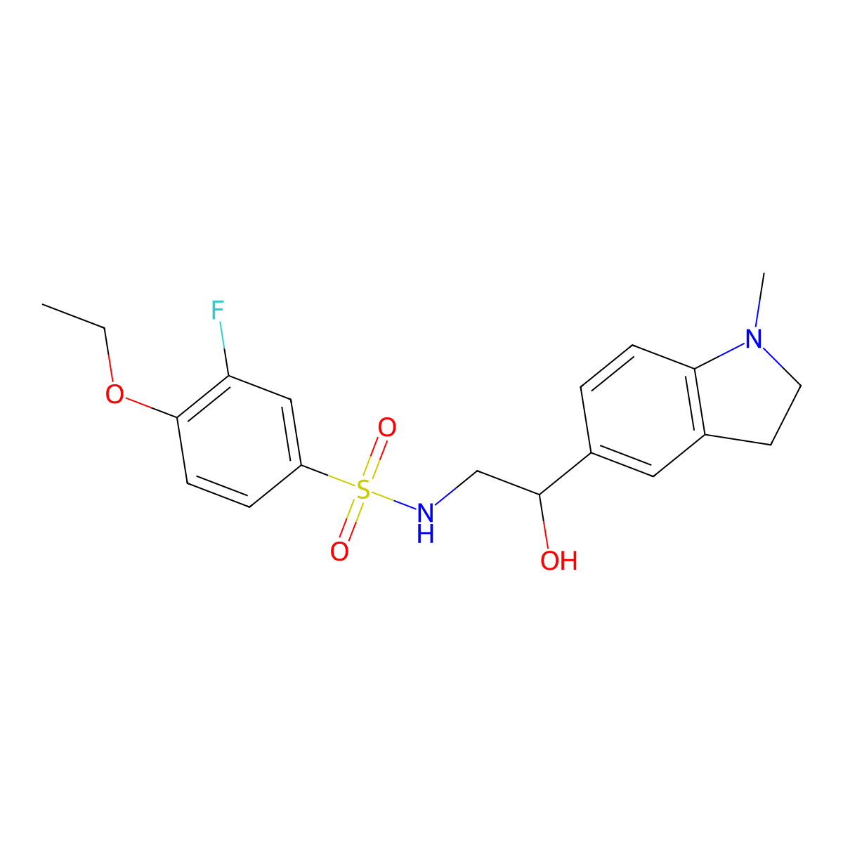 4-ethoxy-3-fluoro-N-(2-hydroxy-2-(1-methylindolin-5-yl)ethyl)benzenesulfonamide molecular structure, CAS 1706041-73-7