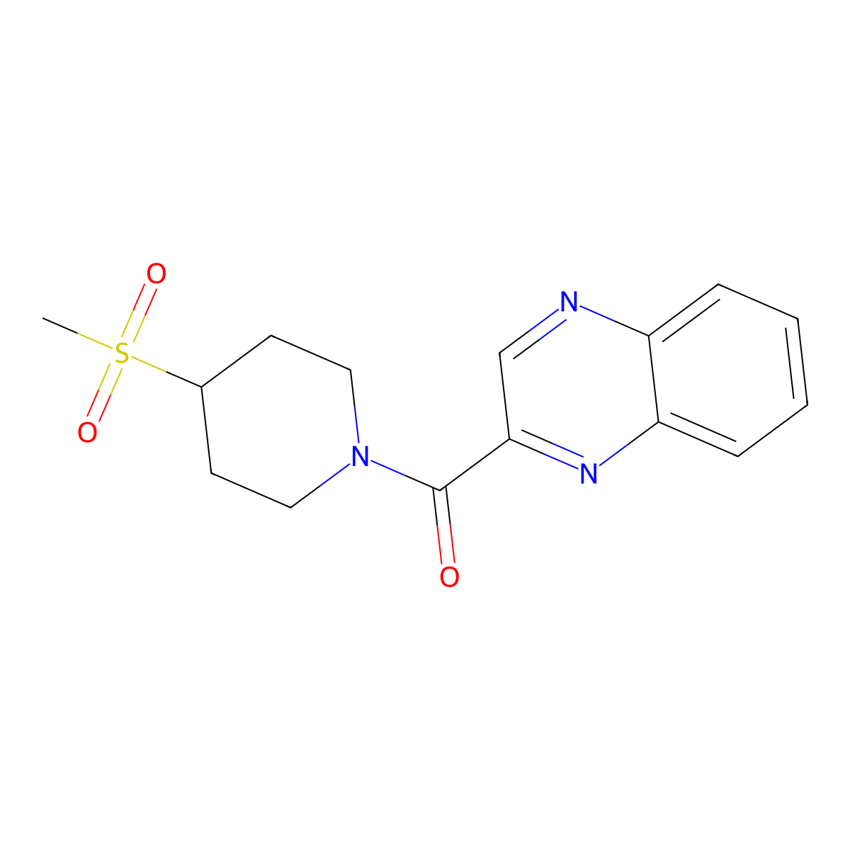2-(4-Methanesulfonylpiperidine-1-carbonyl)quinoxaline molecular structure, CAS 1706046-04-9