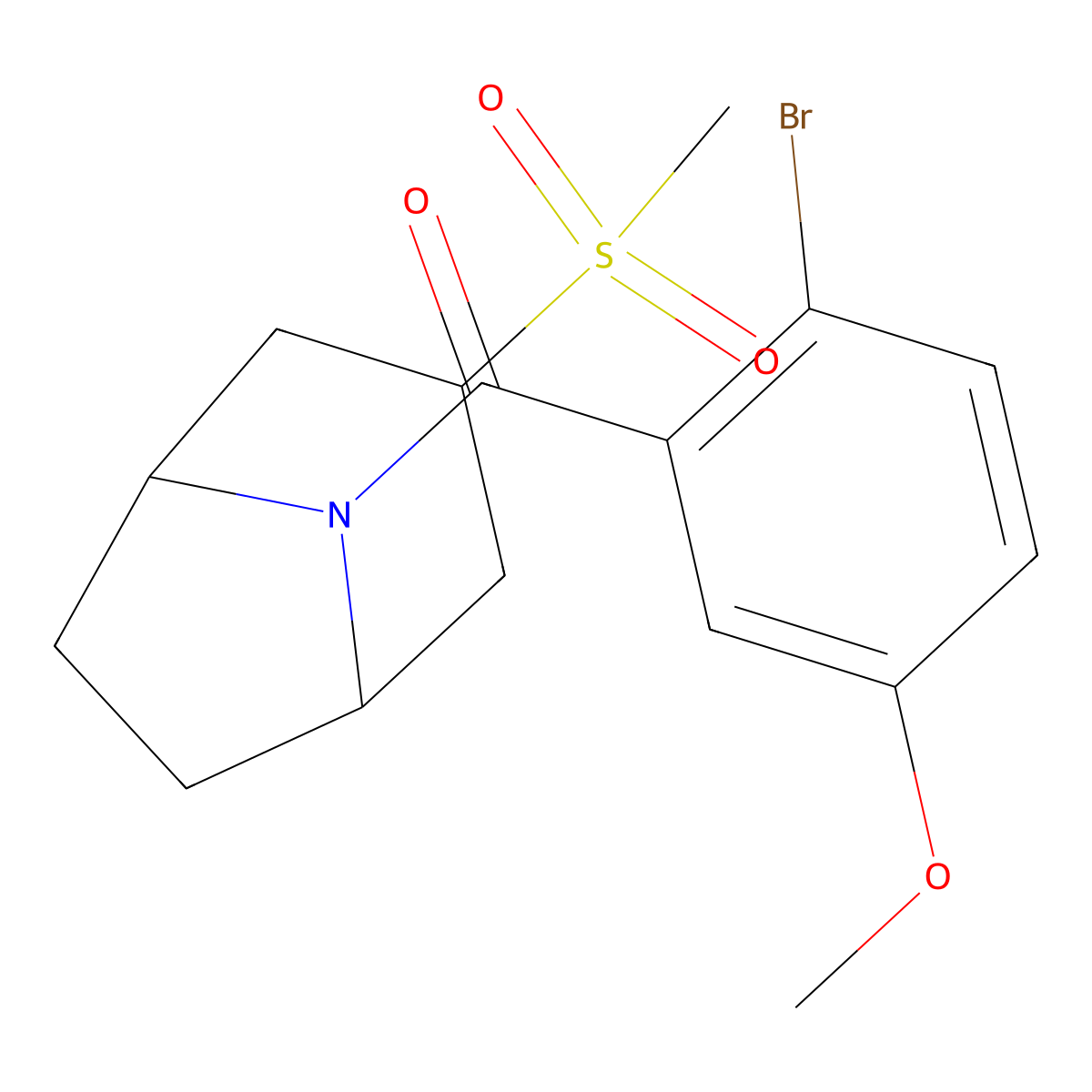 (2-bromo-5-methoxyphenyl)((1R,5S)-3-(methylsulfonyl)-8-azabicyclo[3.2.1]octan-8-yl)methanone molecular structure, CAS 1706046-07-2