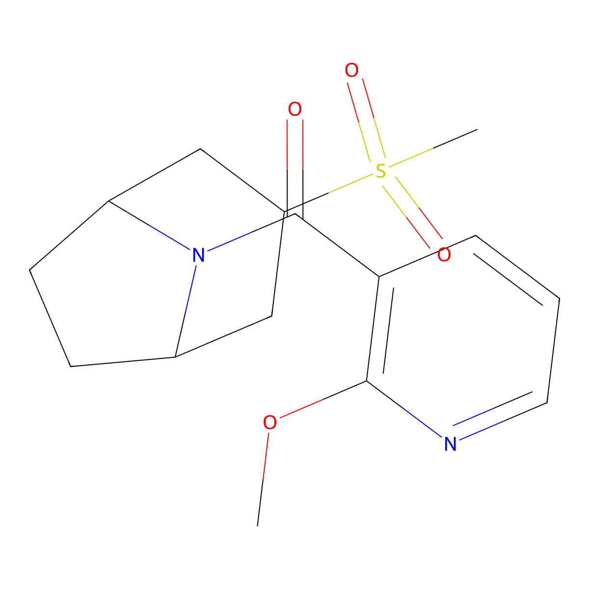 (2-methoxypyridin-3-yl)((1R,5S)-3-(methylsulfonyl)-8-azabicyclo[3.2.1]octan-8-yl)methanone molecular structure, CAS 1706046-85-6