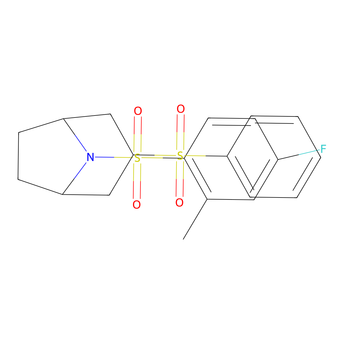 (1R,5S)-8-((4-fluoro-2-methylphenyl)sulfonyl)-3-(phenylsulfonyl)-8-azabicyclo[3.2.1]octane molecular structure, CAS 1706051-16-2