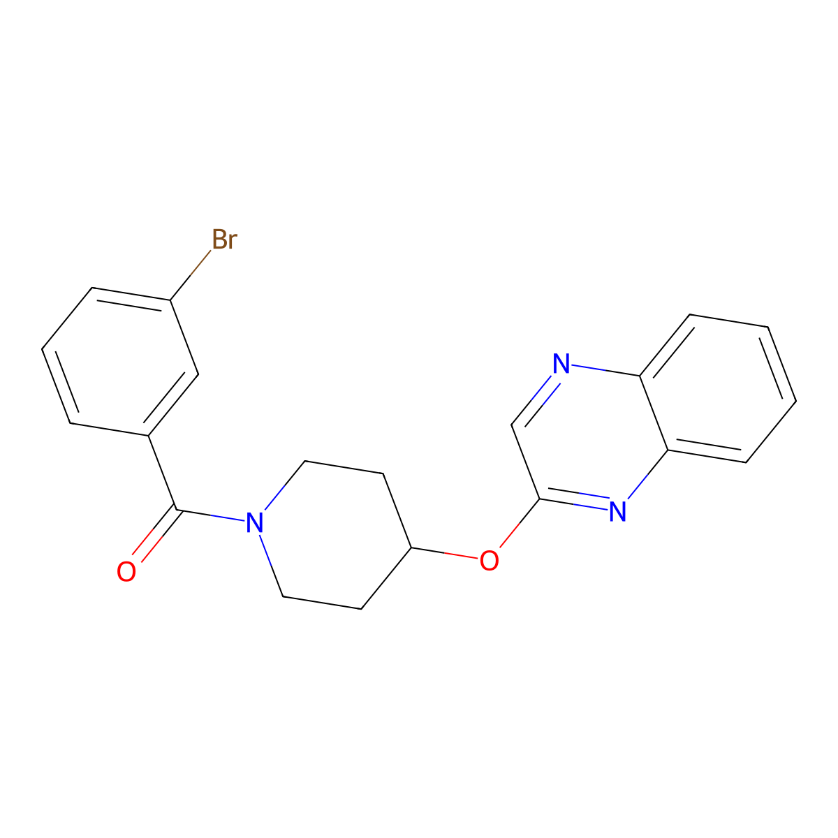 (3-Bromophenyl)(4-(quinoxalin-2-yloxy)piperidin-1-yl)methanone molecular structure, CAS 1706051-23-1