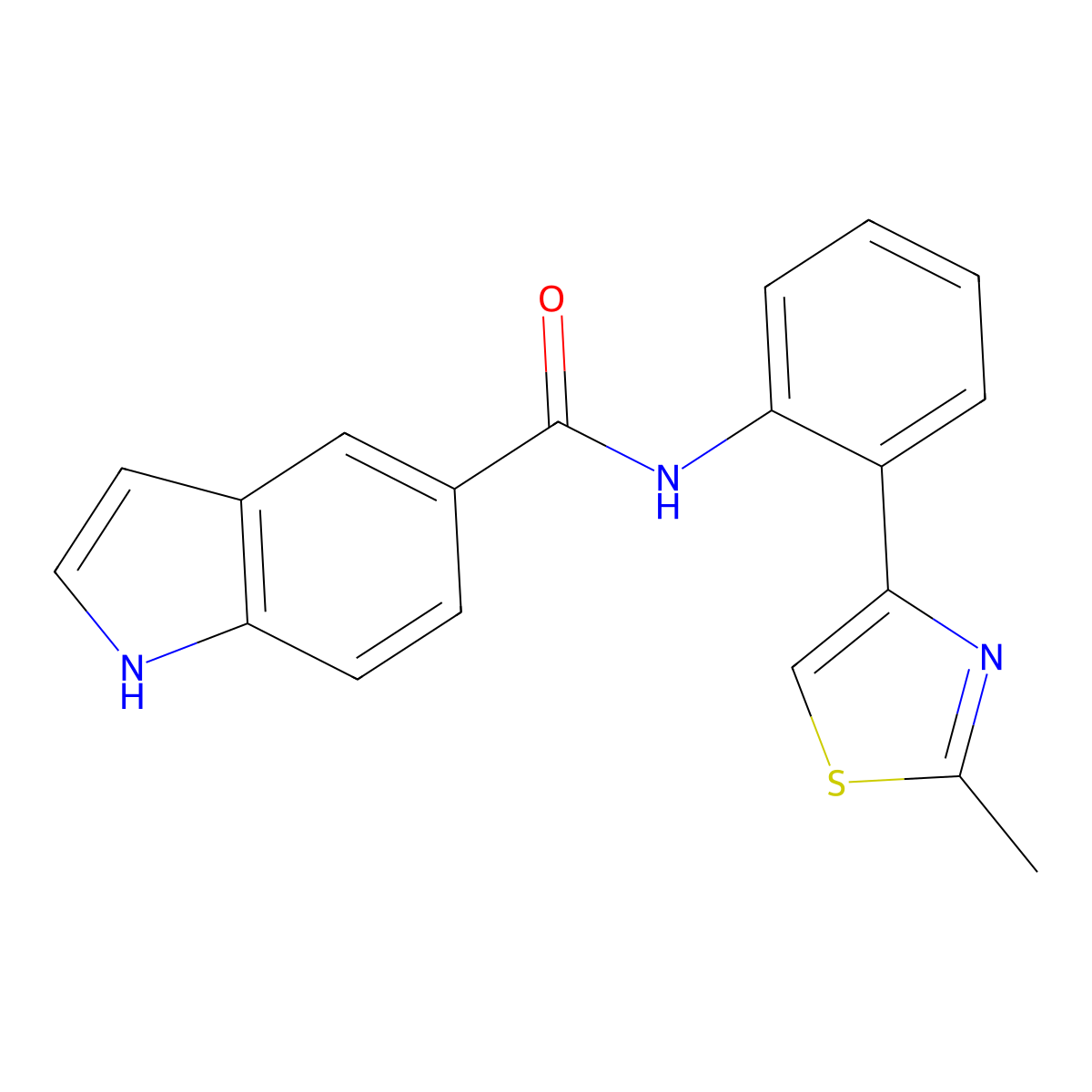 N-(2-(2-methylthiazol-4-yl)phenyl)-1H-indole-5-carboxamide molecular structure, CAS 1706053-14-6