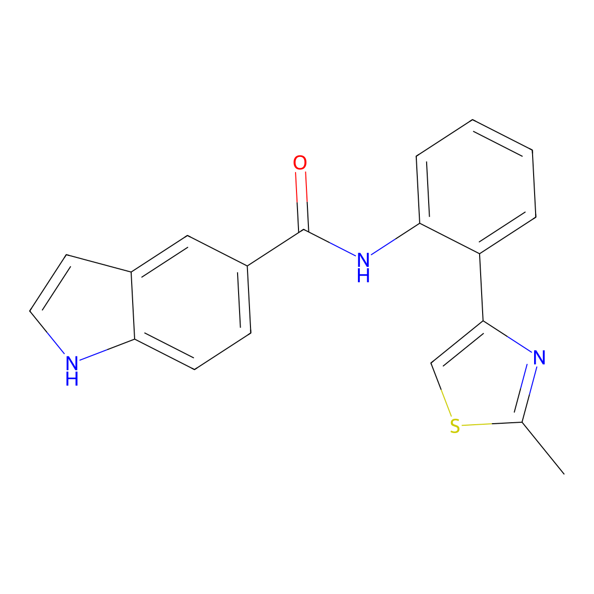 N-(2-(2-methylthiazol-4-yl)phenyl)-1H-indole-5-carboxamide molecular structure, CAS 1706053-14-6