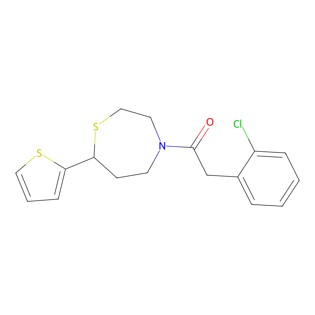 2-(2-Chlorophenyl)-1-(7-(thiophen-2-yl)-1,4-thiazepan-4-yl)ethanone molecular structure, CAS 1706054-56-9