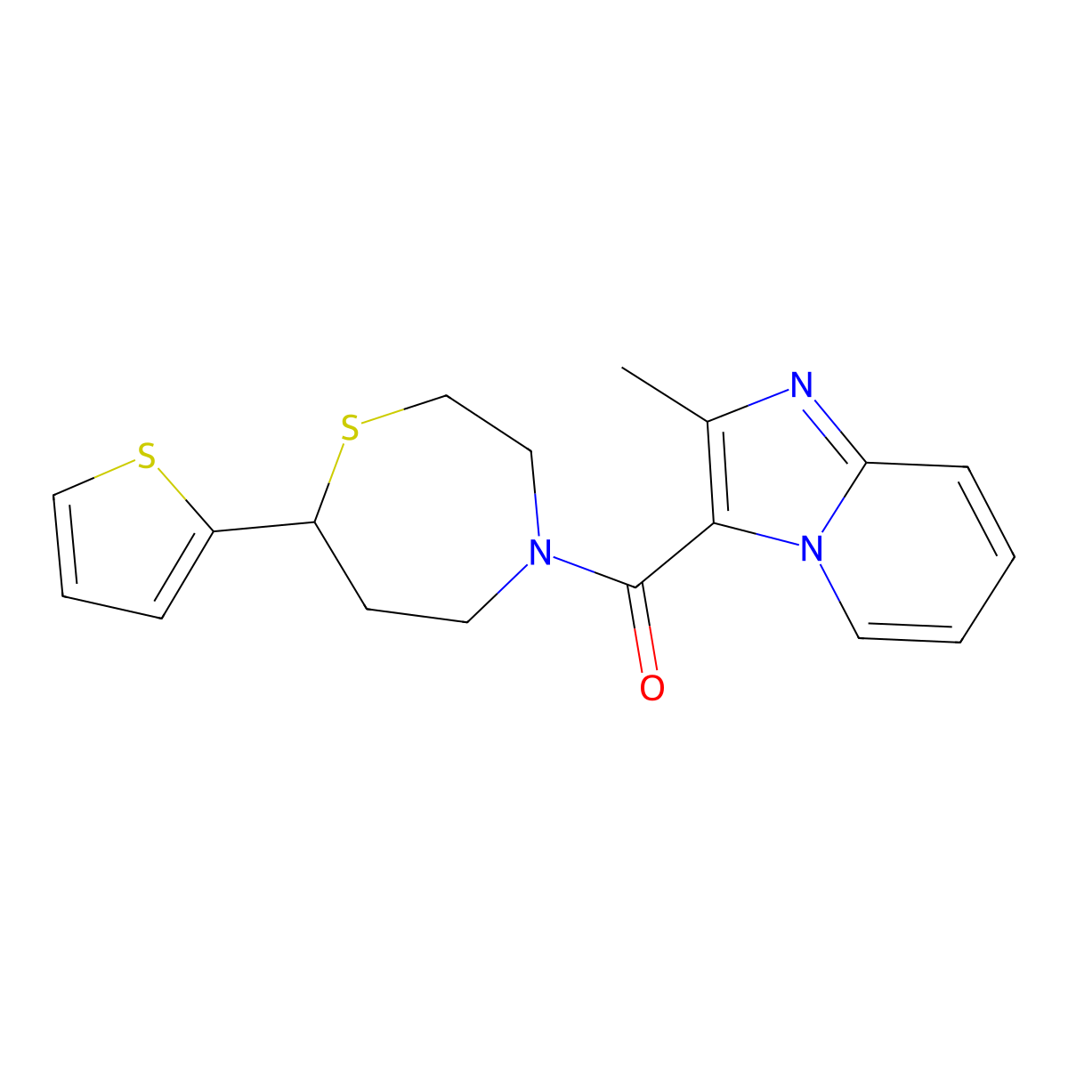 (2-Methylimidazo[1,2-a]pyridin-3-yl)(7-(thiophen-2-yl)-1,4-thiazepan-4-yl)methanone molecular structure, CAS 1706054-59-2