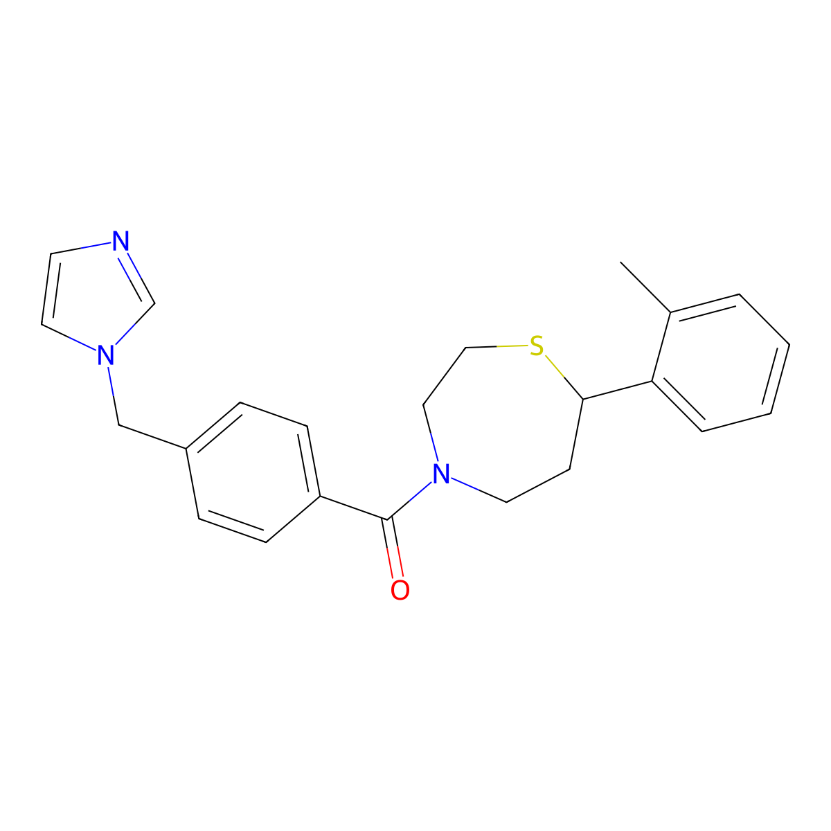 (4-((1H-imidazol-1-yl)methyl)phenyl)(7-(o-tolyl)-1,4-thiazepan-4-yl)methanone molecular structure, CAS 1706057-88-6