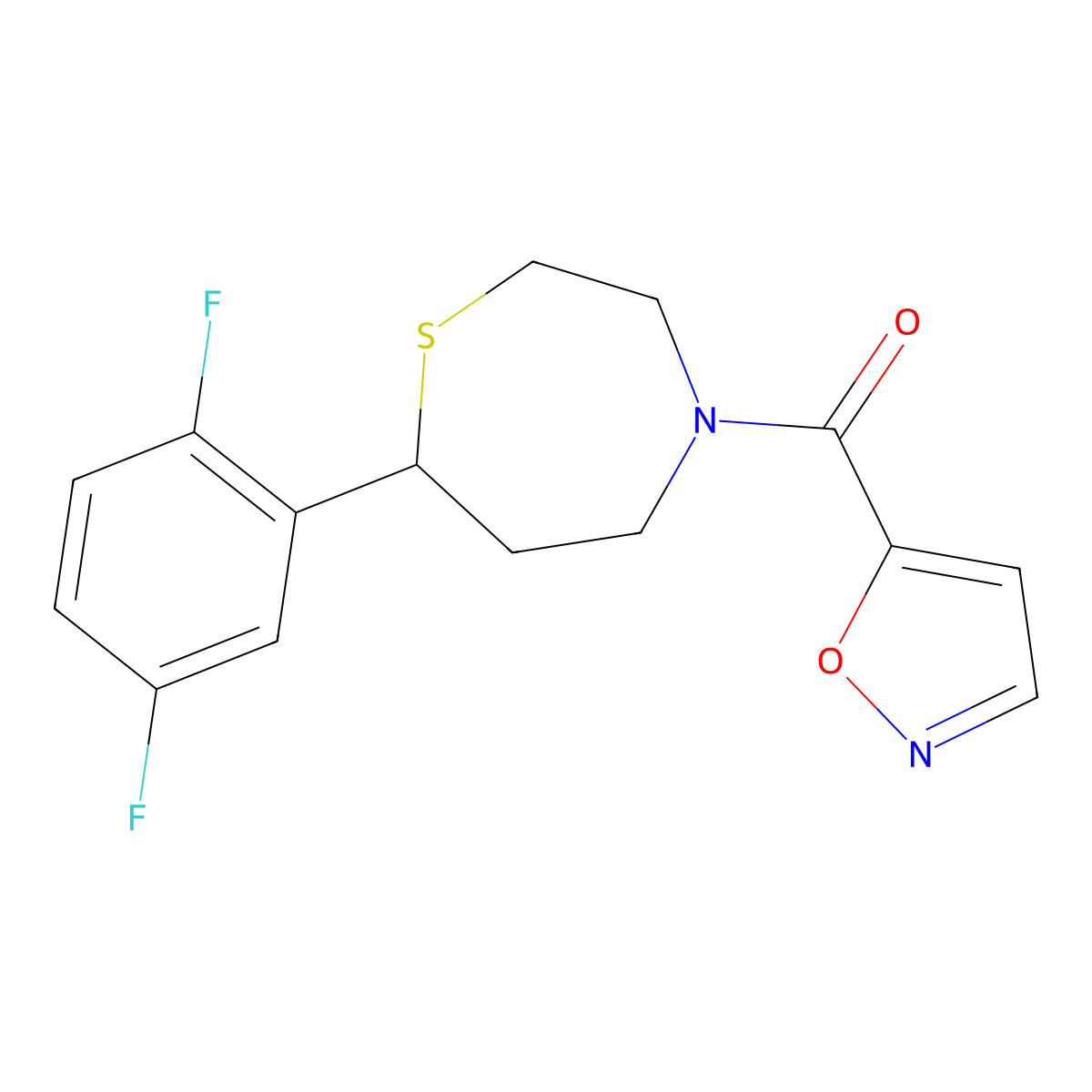 (7-(2,5-Difluorophenyl)-1,4-thiazepan-4-yl)(isoxazol-5-yl)methanone molecular structure, CAS 1706058-92-5