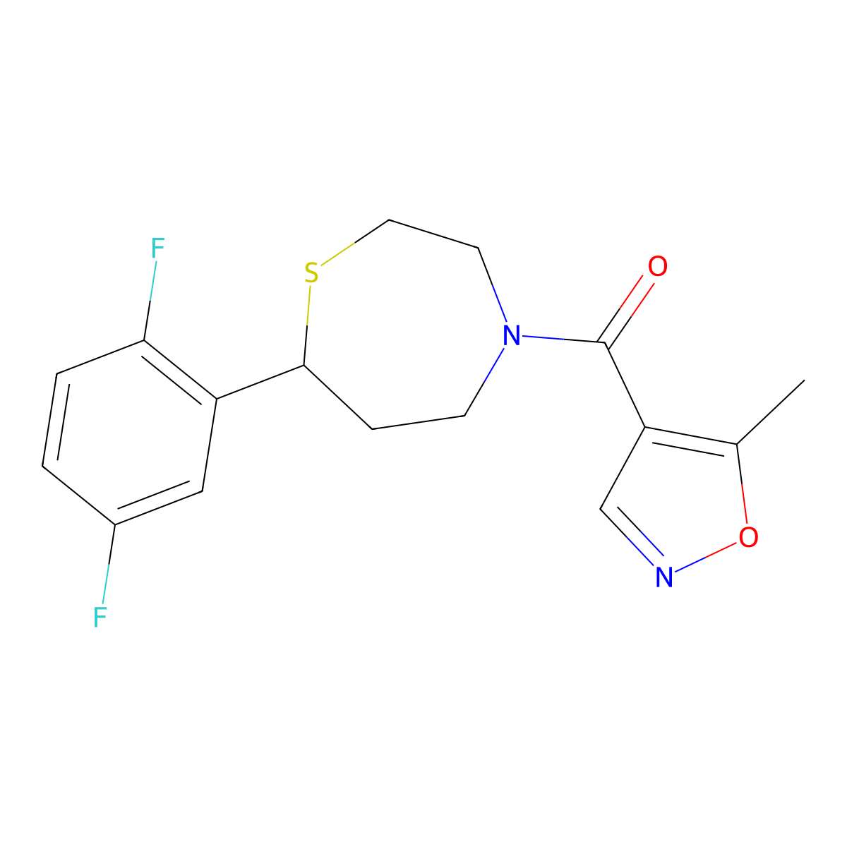 (7-(2,5-Difluorophenyl)-1,4-thiazepan-4-yl)(5-methylisoxazol-4-yl)methanone molecular structure, CAS 1706059-82-6