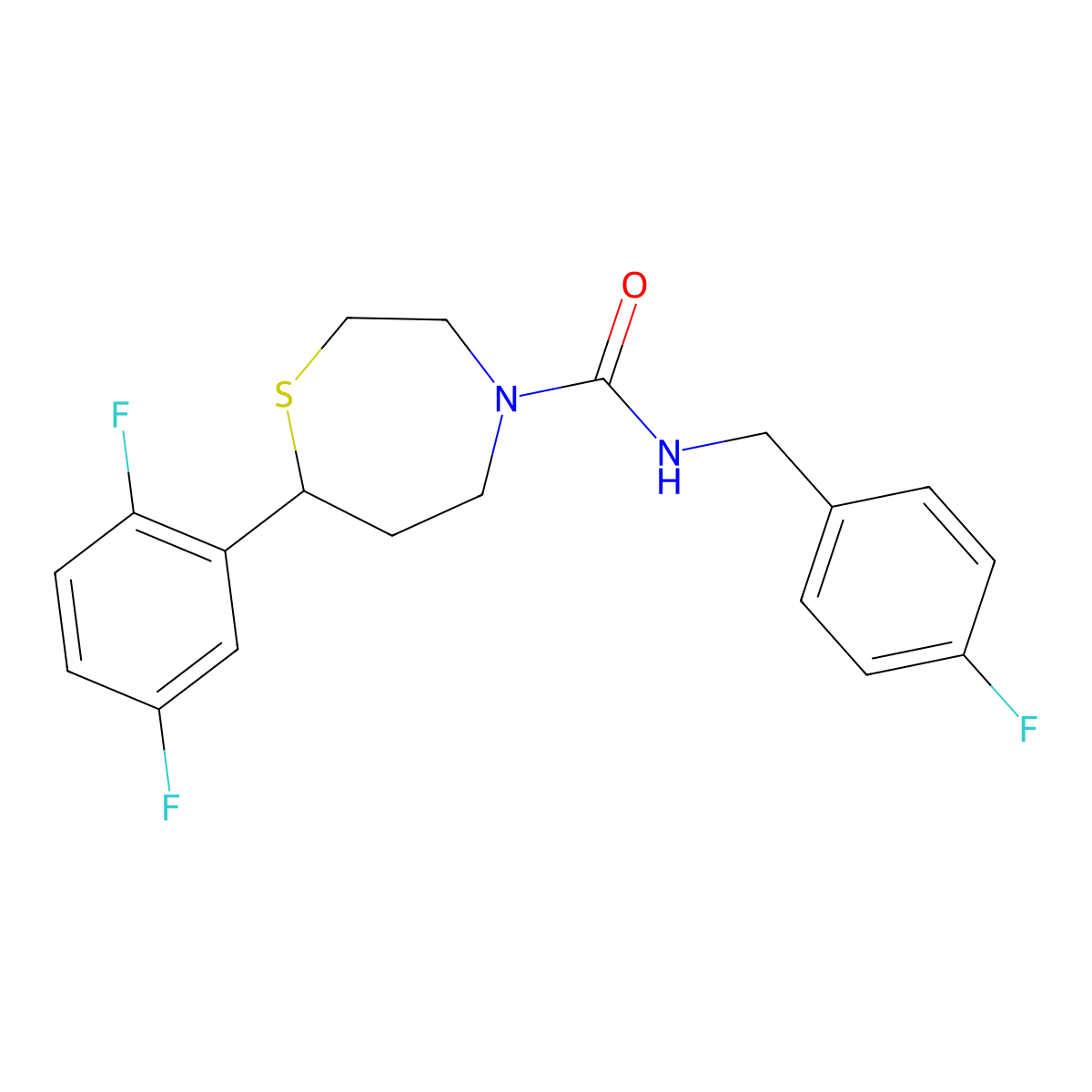 7-(2,5-difluorophenyl)-N-(4-fluorobenzyl)-1,4-thiazepane-4-carboxamide molecular structure, CAS 1706060-36-7