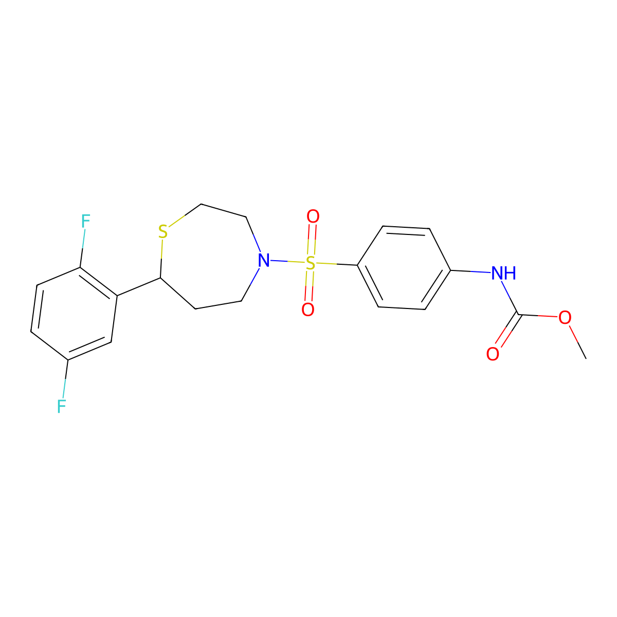 Methyl (4-((7-(2,5-difluorophenyl)-1,4-thiazepan-4-yl)sulfonyl)phenyl)carbamate molecular structure, CAS 1706060-97-0