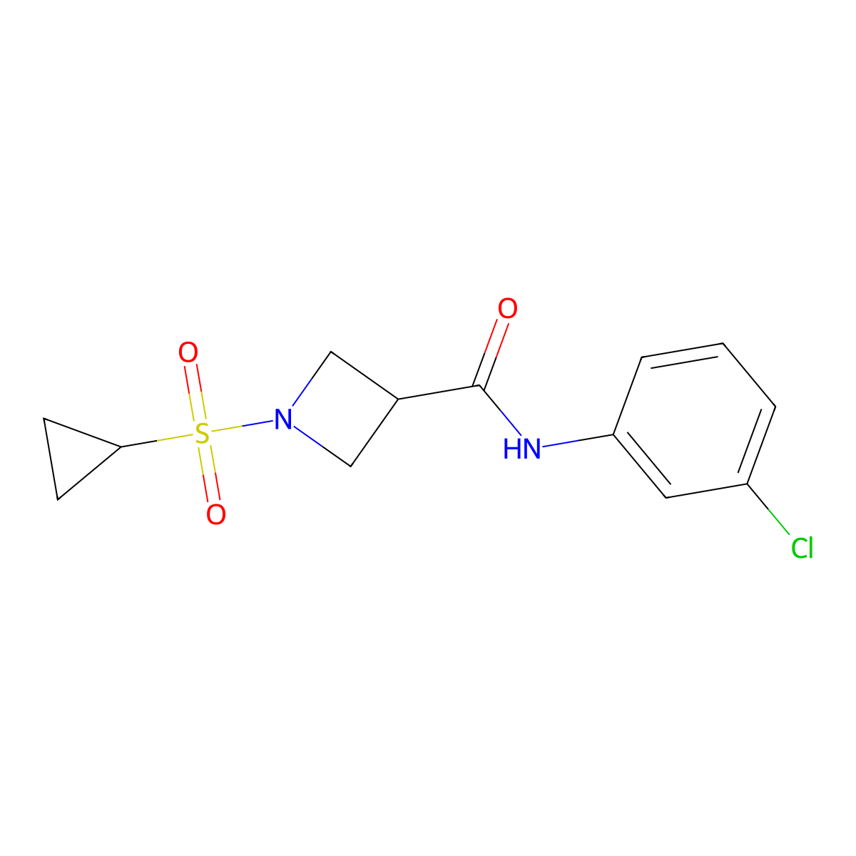 N-(3-chlorophenyl)-1-(cyclopropanesulfonyl)azetidine-3-carboxamide molecular structure, CAS 1706064-85-8