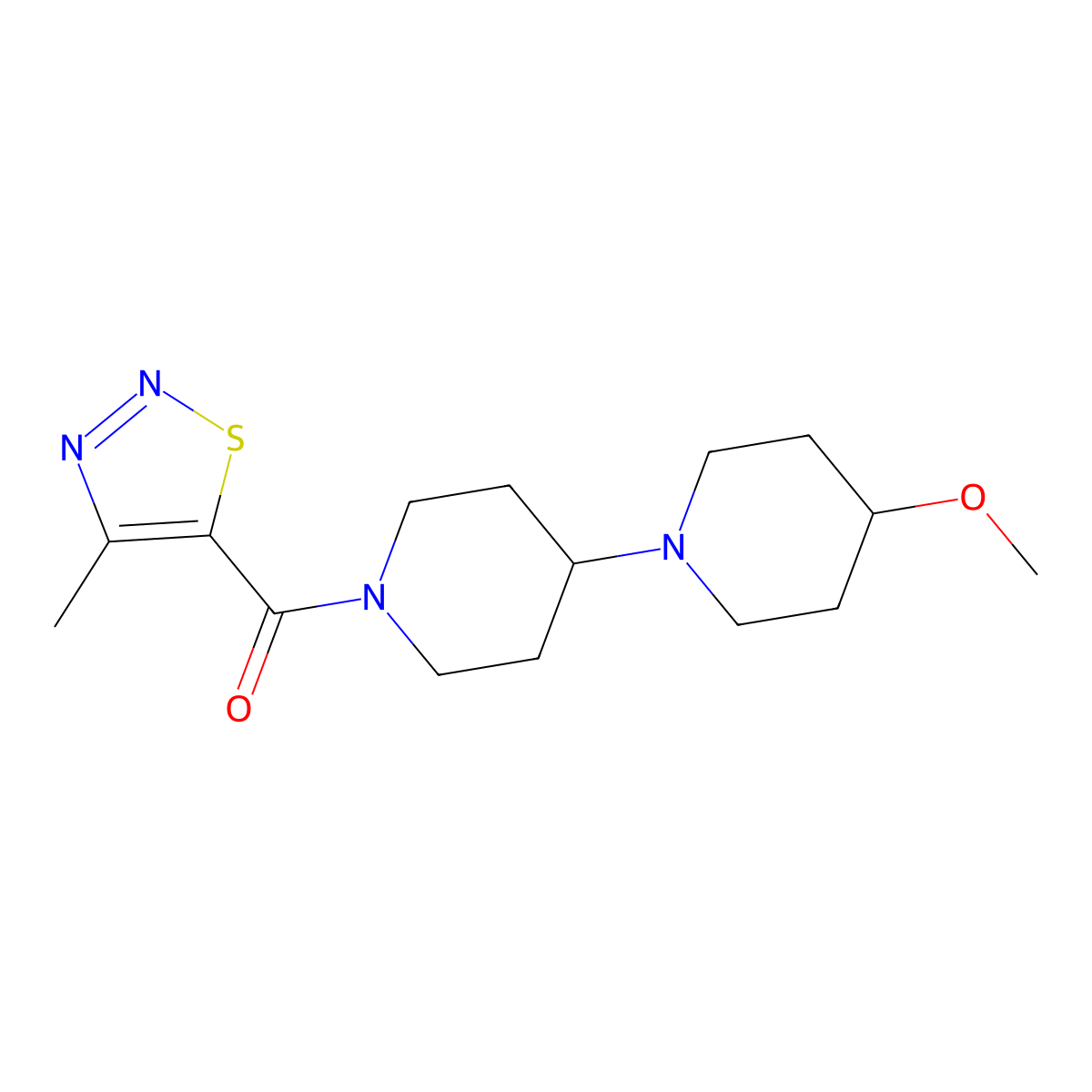 4-Methoxy-1'-(4-methyl-1,2,3-thiadiazole-5-carbonyl)-1,4'-bipiperidine molecular structure, CAS 1706065-85-1