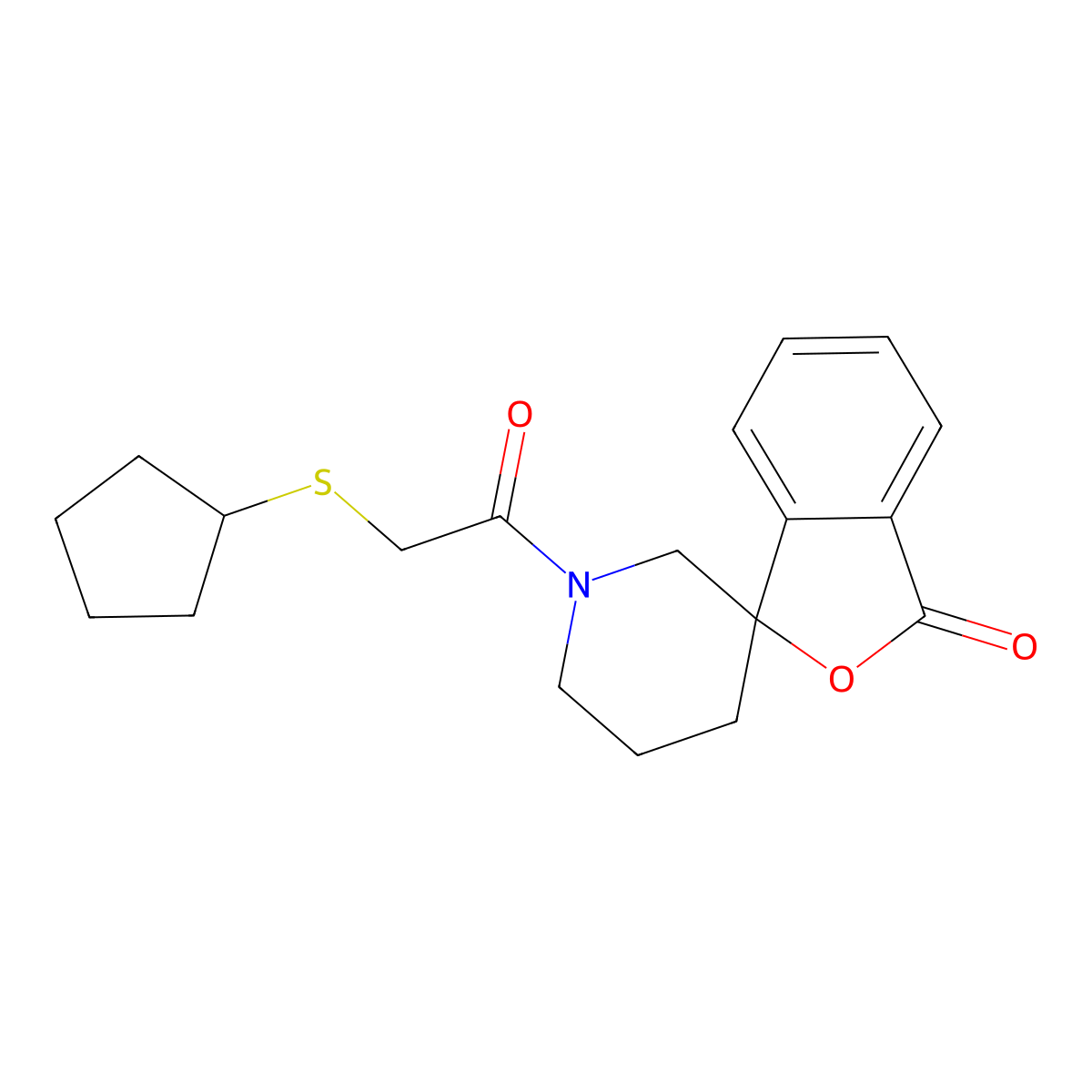 1'-[2-(cyclopentylsulfanyl)acetyl]-3H-spiro[2-benzofuran-1,3'-piperidine]-3-one molecular structure, CAS 1706069-79-5