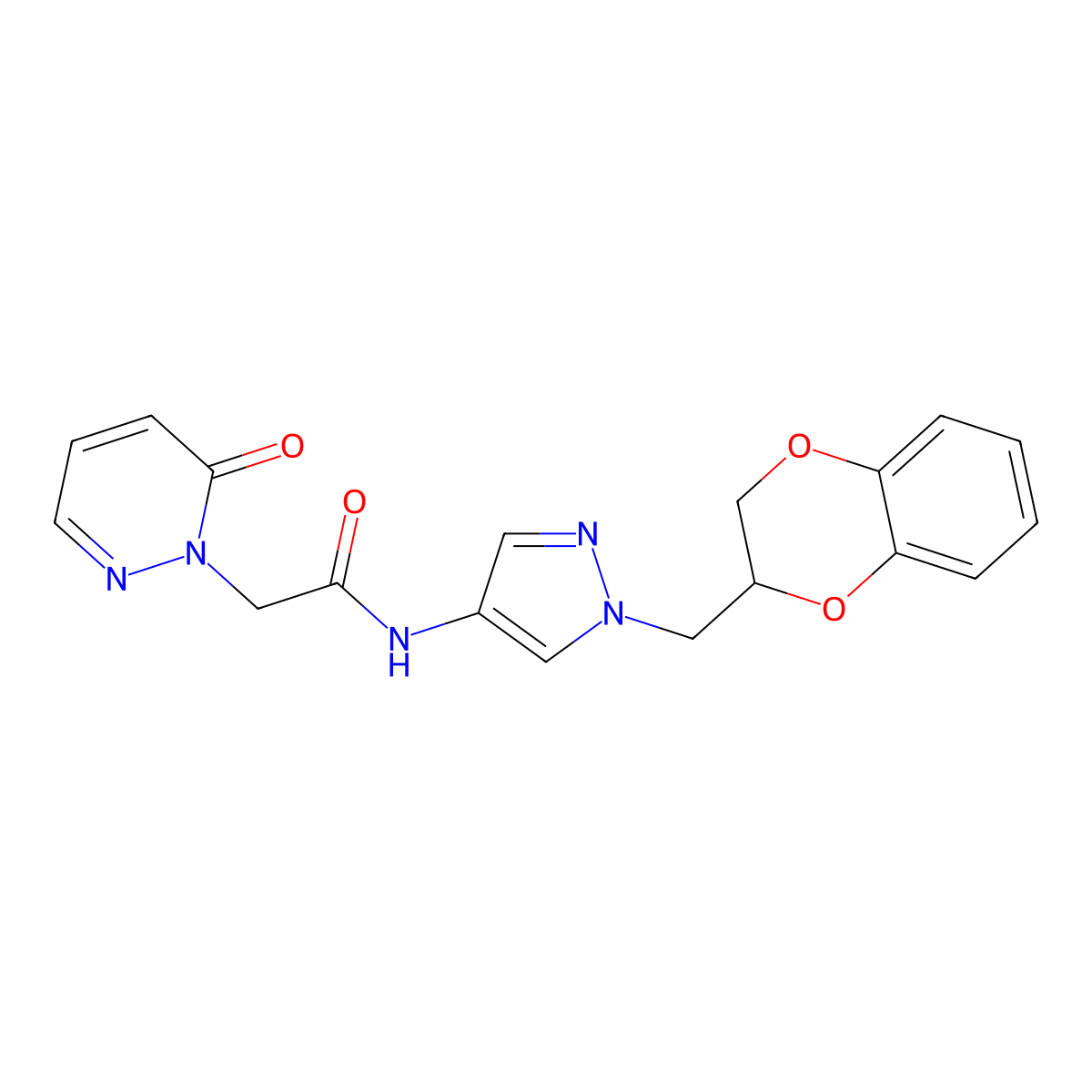 N-(1-((2,3-dihydrobenzo[b][1,4]dioxin-2-yl)methyl)-1H-pyrazol-4-yl)-2-(6-oxopyridazin-1(6H)-yl)acetamide molecular structure, CAS 1706075-13-9