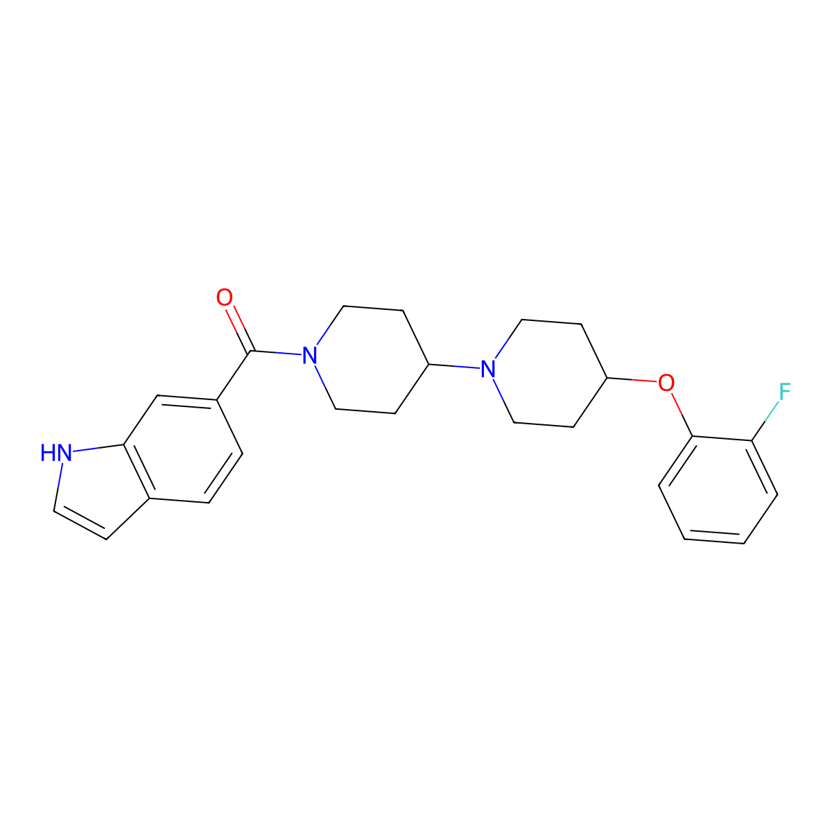 (4-(2-fluorophenoxy)-[1,4'-bipiperidin]-1'-yl)(1H-indol-6-yl)methanone molecular structure, CAS 1706075-26-4