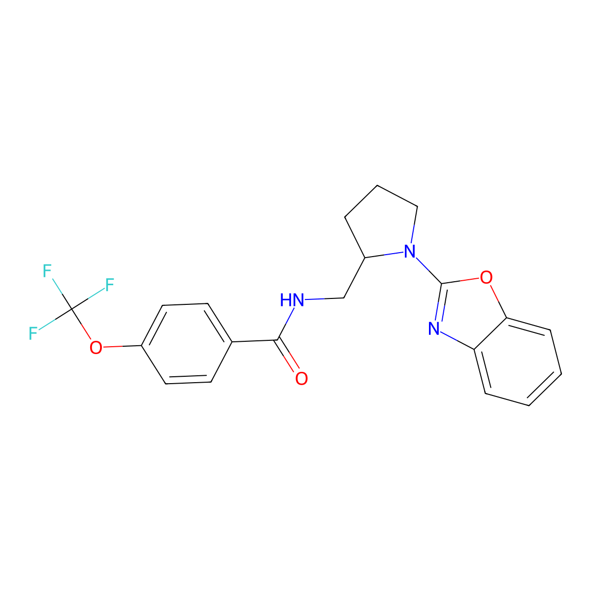 N-((1-(benzo[d]oxazol-2-yl)pyrrolidin-2-yl)methyl)-4-(trifluoromethoxy)benzamide molecular structure, CAS 1706075-83-3