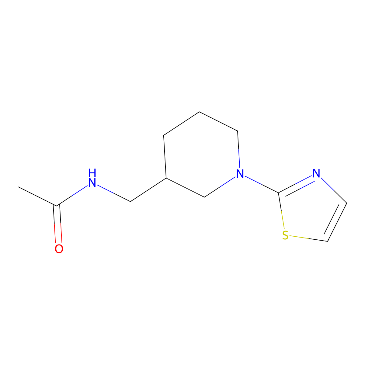 N-((1-(thiazol-2-yl)piperidin-3-yl)methyl)acetamide molecular structure, CAS 1706077-30-6