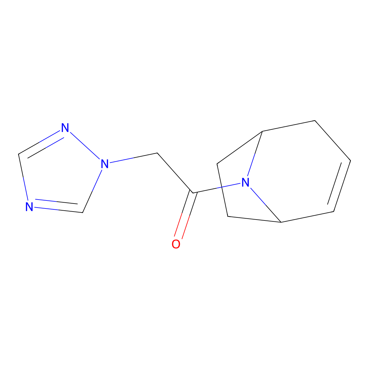 1-{8-azabicyclo[3.2.1]oct-2-en-8-yl}-2-(1H-1,2,4-triazol-1-yl)ethan-1-one molecular structure, CAS 1706079-01-7
