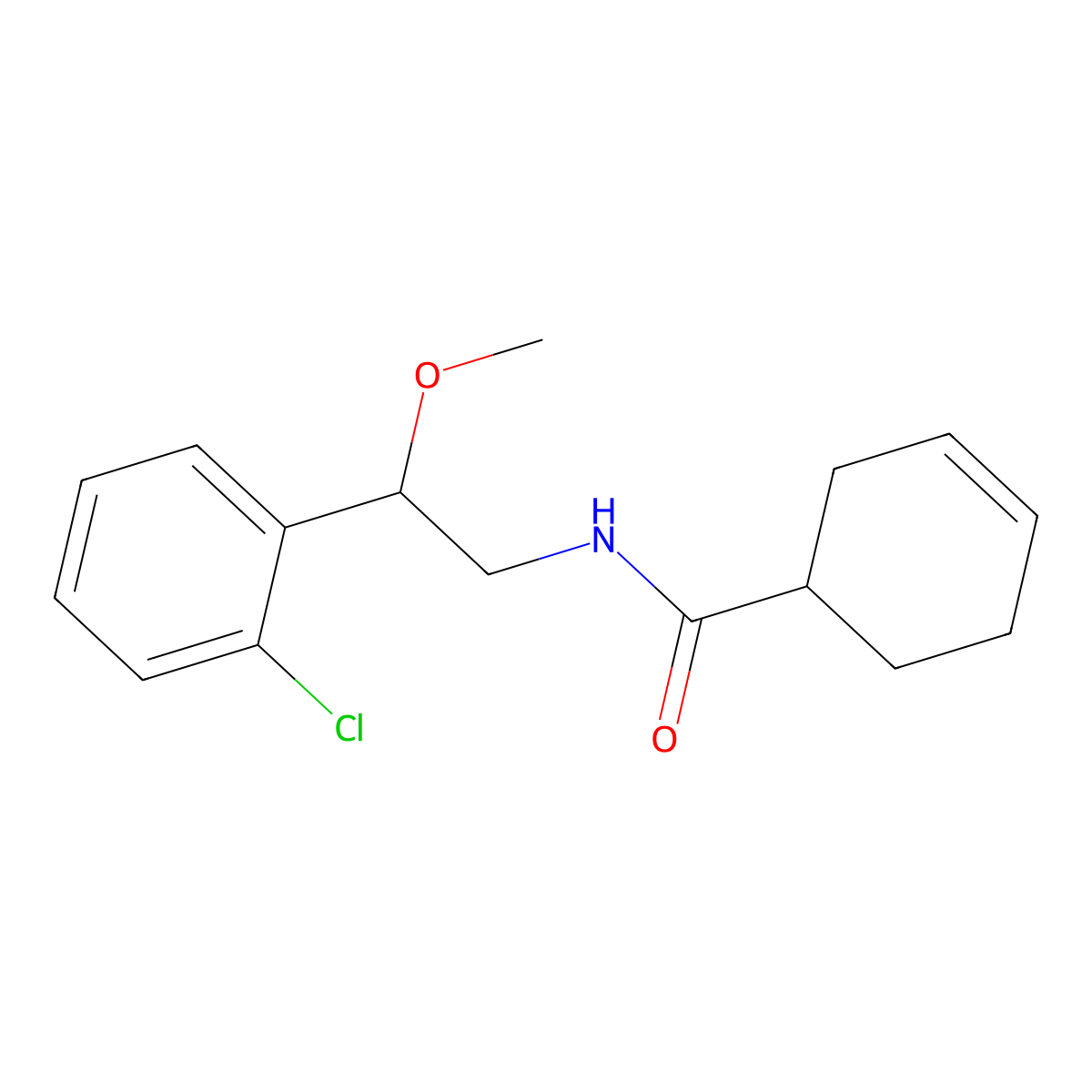 N-(2-(2-chlorophenyl)-2-methoxyethyl)cyclohex-3-enecarboxamide molecular structure, CAS 1706079-25-5