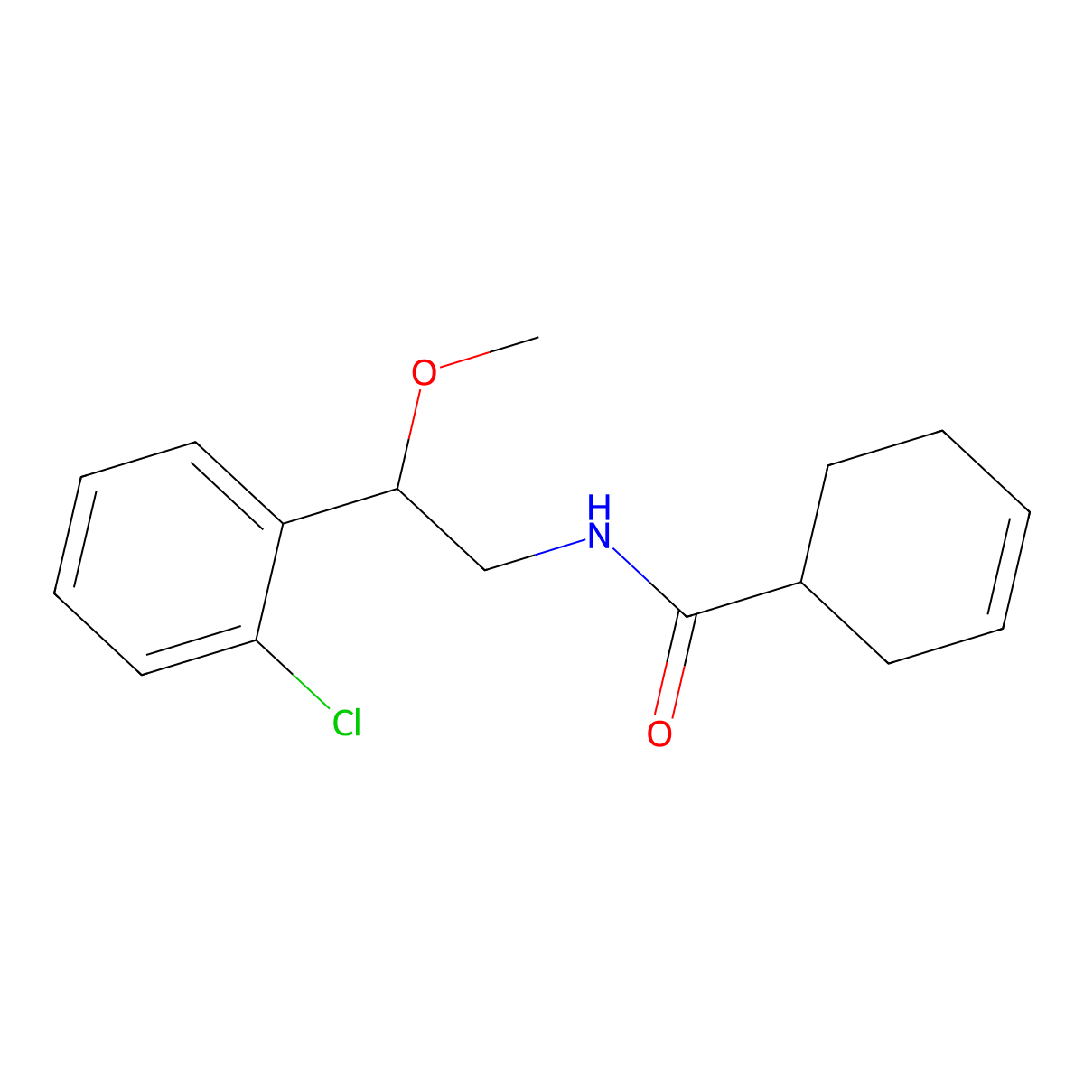 N-(2-(2-chlorophenyl)-2-methoxyethyl)cyclohex-3-enecarboxamide molecular structure, CAS 1706079-25-5