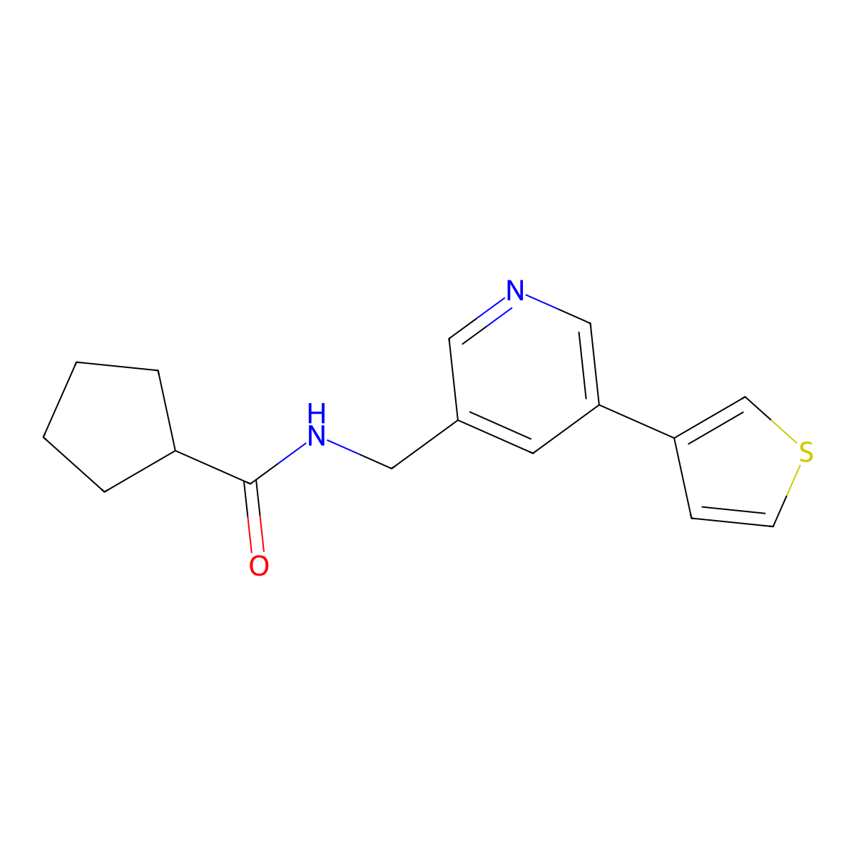 N-{[5-(thiophen-3-yl)pyridin-3-yl]methyl}cyclopentanecarboxamide molecular structure, CAS 1706082-07-6