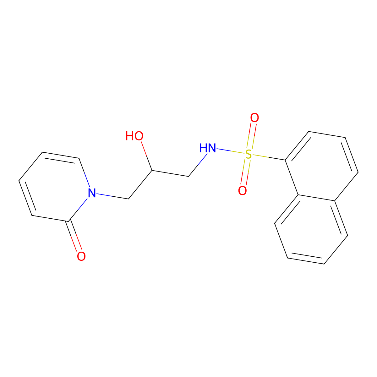 N-(2-hydroxy-3-(2-oxopyridin-1(2H)-yl)propyl)naphthalene-1-sulfonamide molecular structure, CAS 1706084-75-4