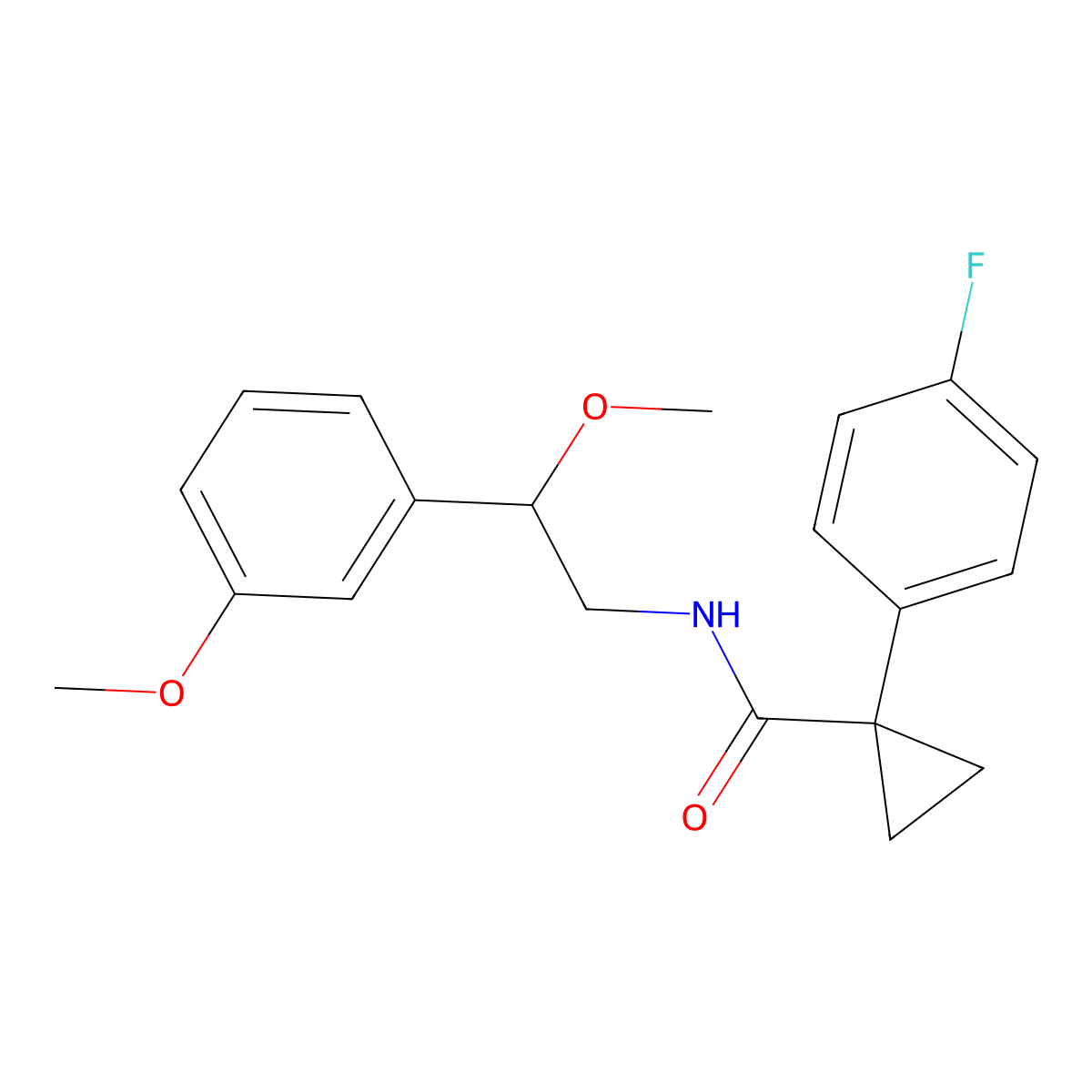 1-(4-fluorophenyl)-N-(2-methoxy-2-(3-methoxyphenyl)ethyl)cyclopropanecarboxamide molecular structure, CAS 1706085-19-9