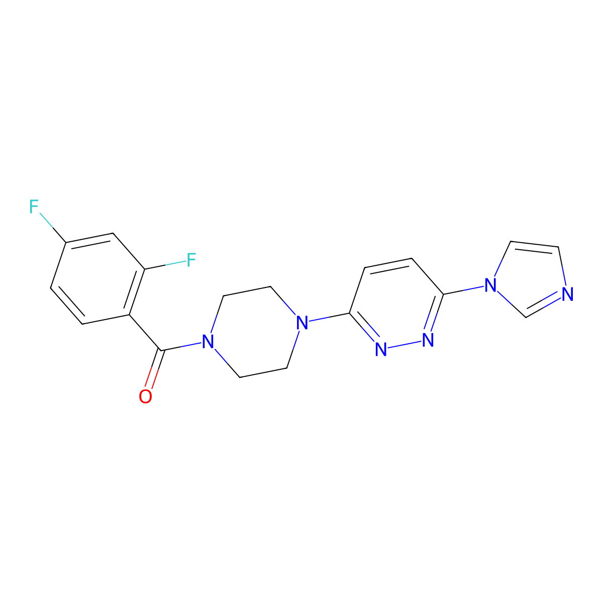 (4-(6-(1H-imidazol-1-yl)pyridazin-3-yl)piperazin-1-yl)(2,4-difluorophenyl)methanone molecular structure, CAS 1706089-28-2