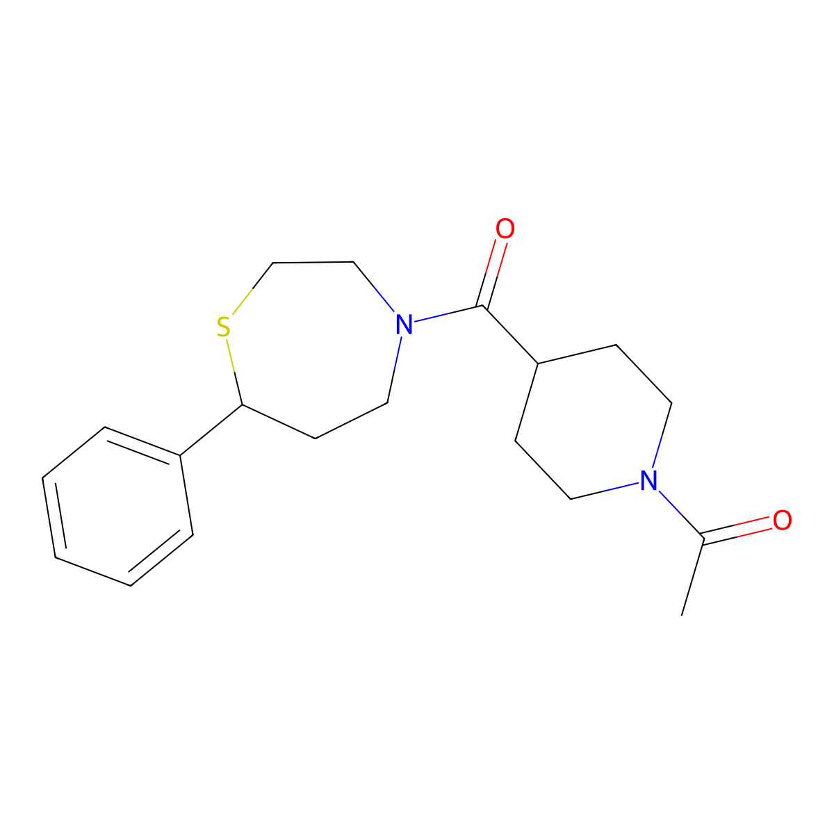1-(4-(7-Phenyl-1,4-thiazepane-4-carbonyl)piperidin-1-yl)ethanone molecular structure, CAS 1706089-41-9
