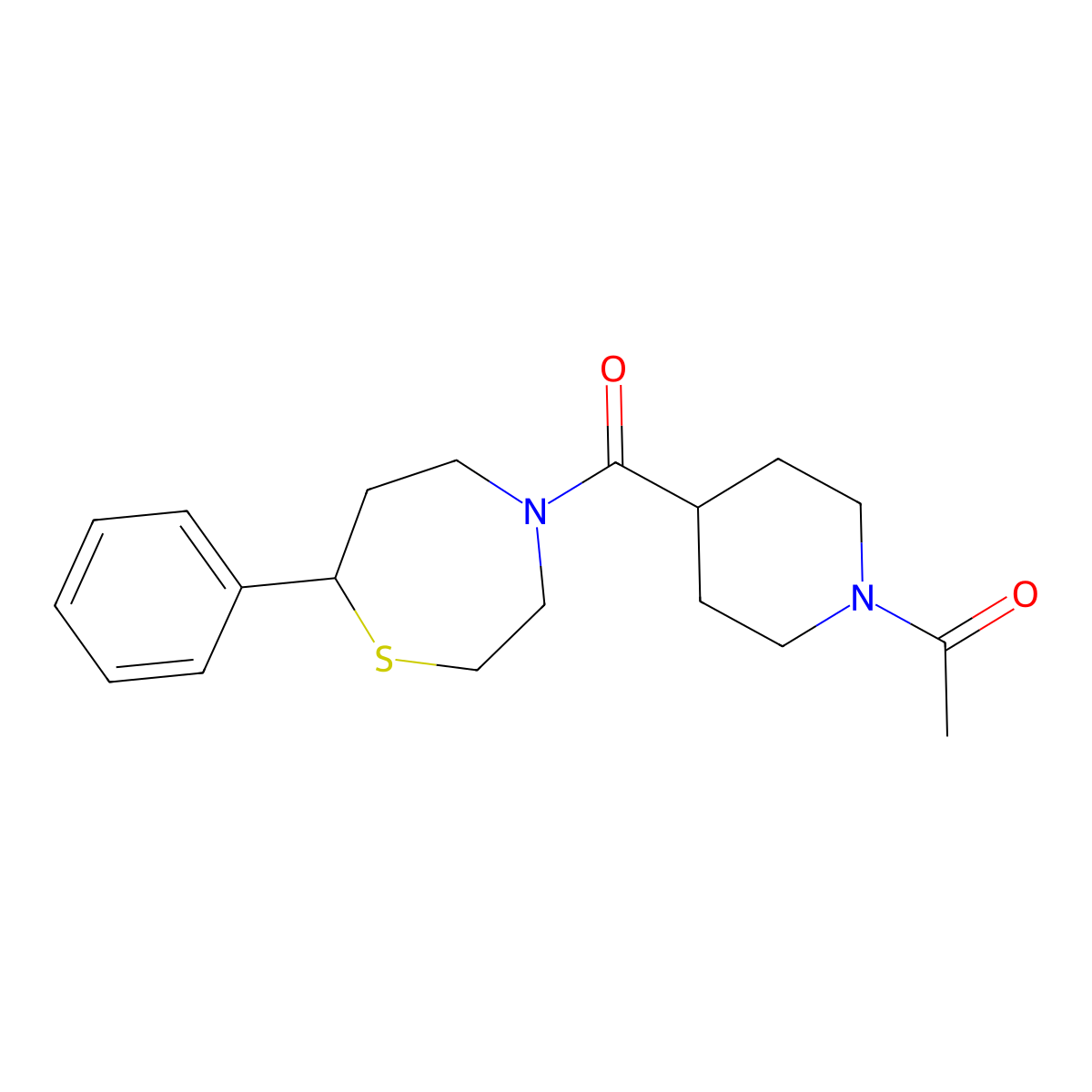 1-(4-(7-Phenyl-1,4-thiazepane-4-carbonyl)piperidin-1-yl)ethanone molecular structure, CAS 1706089-41-9