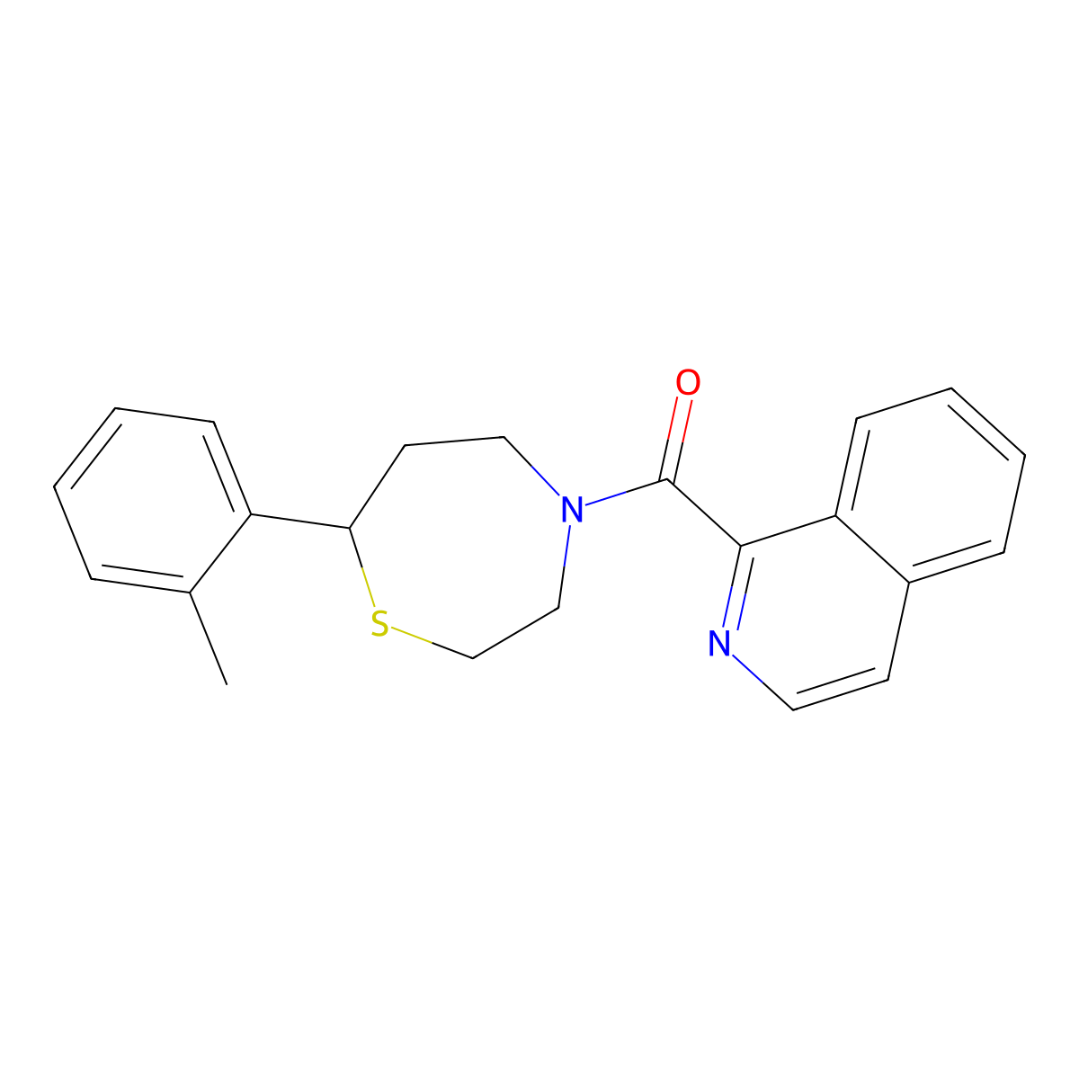 Isoquinolin-1-yl(7-(o-tolyl)-1,4-thiazepan-4-yl)methanone molecular structure, CAS 1706090-54-1