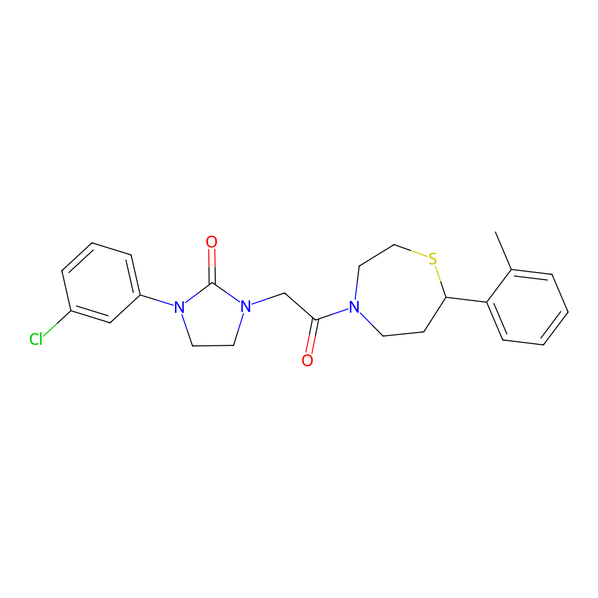 1-(3-Chlorophenyl)-3-(2-oxo-2-(7-(o-tolyl)-1,4-thiazepan-4-yl)ethyl)imidazolidin-2-one molecular structure, CAS 1706090-70-1