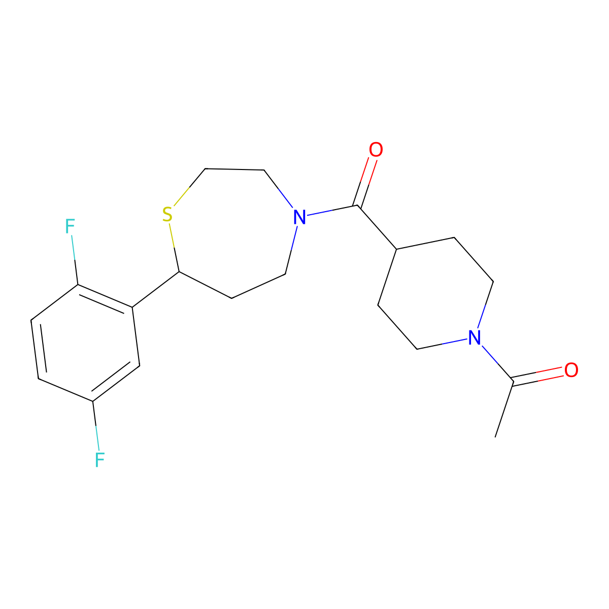 1-(4-(7-(2,5-Difluorophenyl)-1,4-thiazepane-4-carbonyl)piperidin-1-yl)ethanone molecular structure, CAS 1706091-48-6