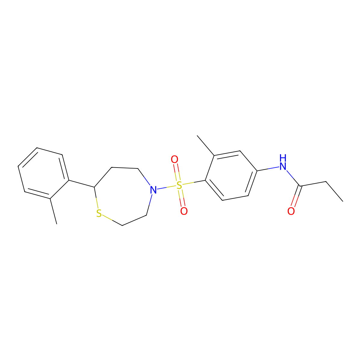 N-(3-methyl-4-((7-(o-tolyl)-1,4-thiazepan-4-yl)sulfonyl)phenyl)propionamide molecular structure, CAS 1706091-57-7
