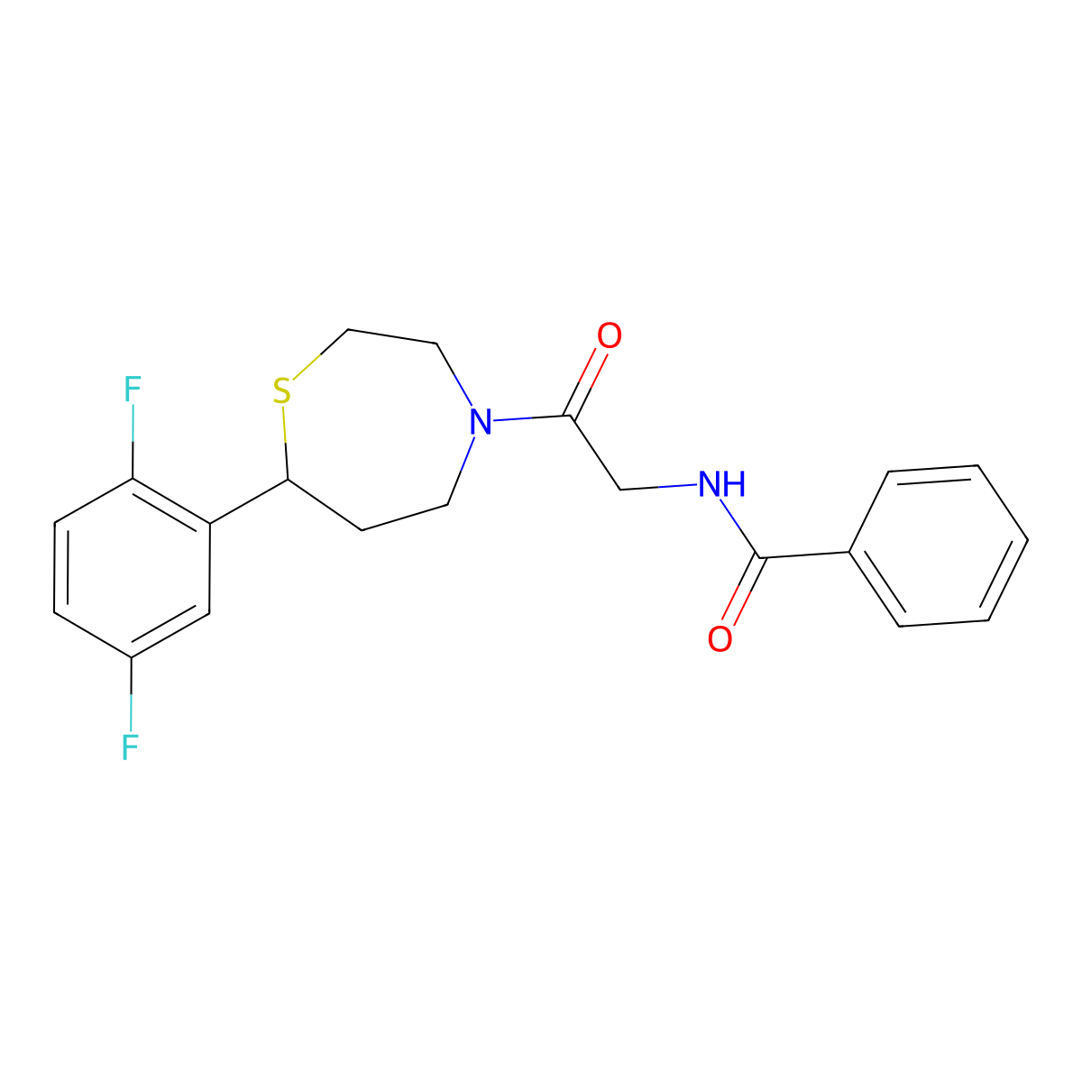 N-{2-[7-(2,5-difluorophenyl)-1,4-thiazepan-4-yl]-2-oxoethyl}benzamide molecular structure, CAS 1706091-66-8