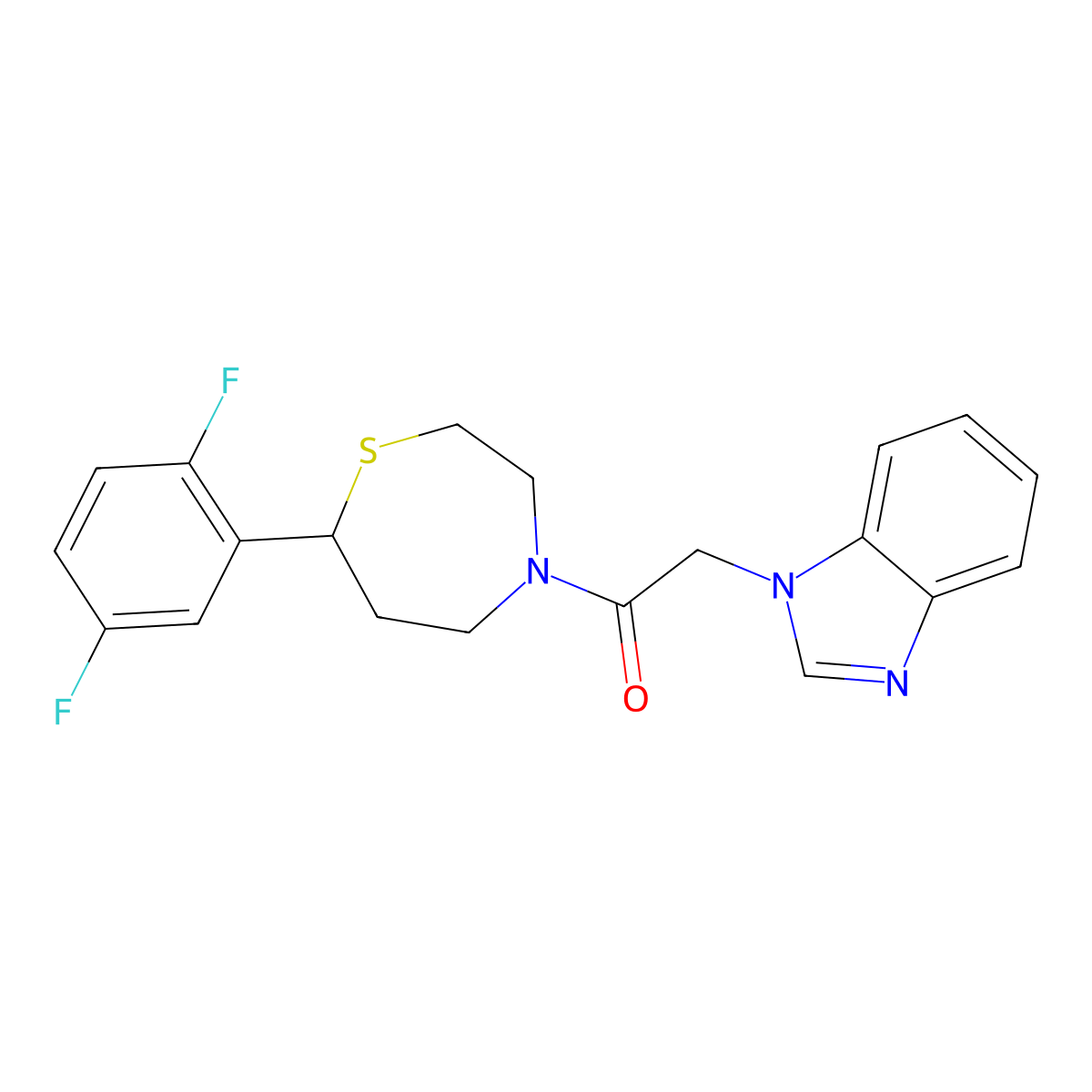 2-(1H-benzo[d]imidazol-1-yl)-1-(7-(2,5-difluorophenyl)-1,4-thiazepan-4-yl)ethanone molecular structure, CAS 1706091-76-0