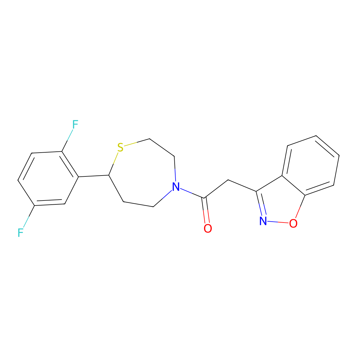 2-(Benzo[d]isoxazol-3-yl)-1-(7-(2,5-difluorophenyl)-1,4-thiazepan-4-yl)ethanone molecular structure, CAS 1706091-92-0