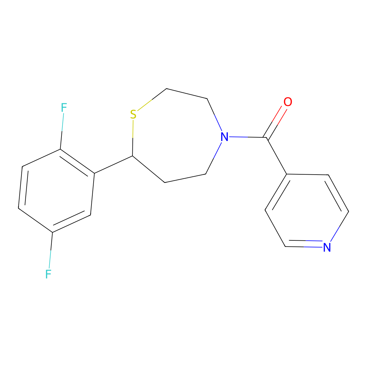 (7-(2,5-Difluorophenyl)-1,4-thiazepan-4-yl)(pyridin-4-yl)methanone molecular structure, CAS 1706091-94-2