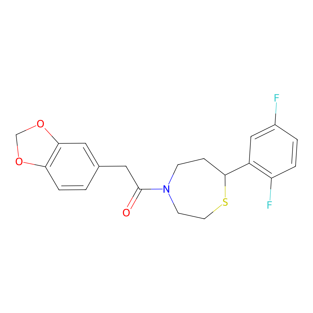 2-(Benzo[d][1,3]dioxol-5-yl)-1-(7-(2,5-difluorophenyl)-1,4-thiazepan-4-yl)ethanone molecular structure, CAS 1706092-07-0