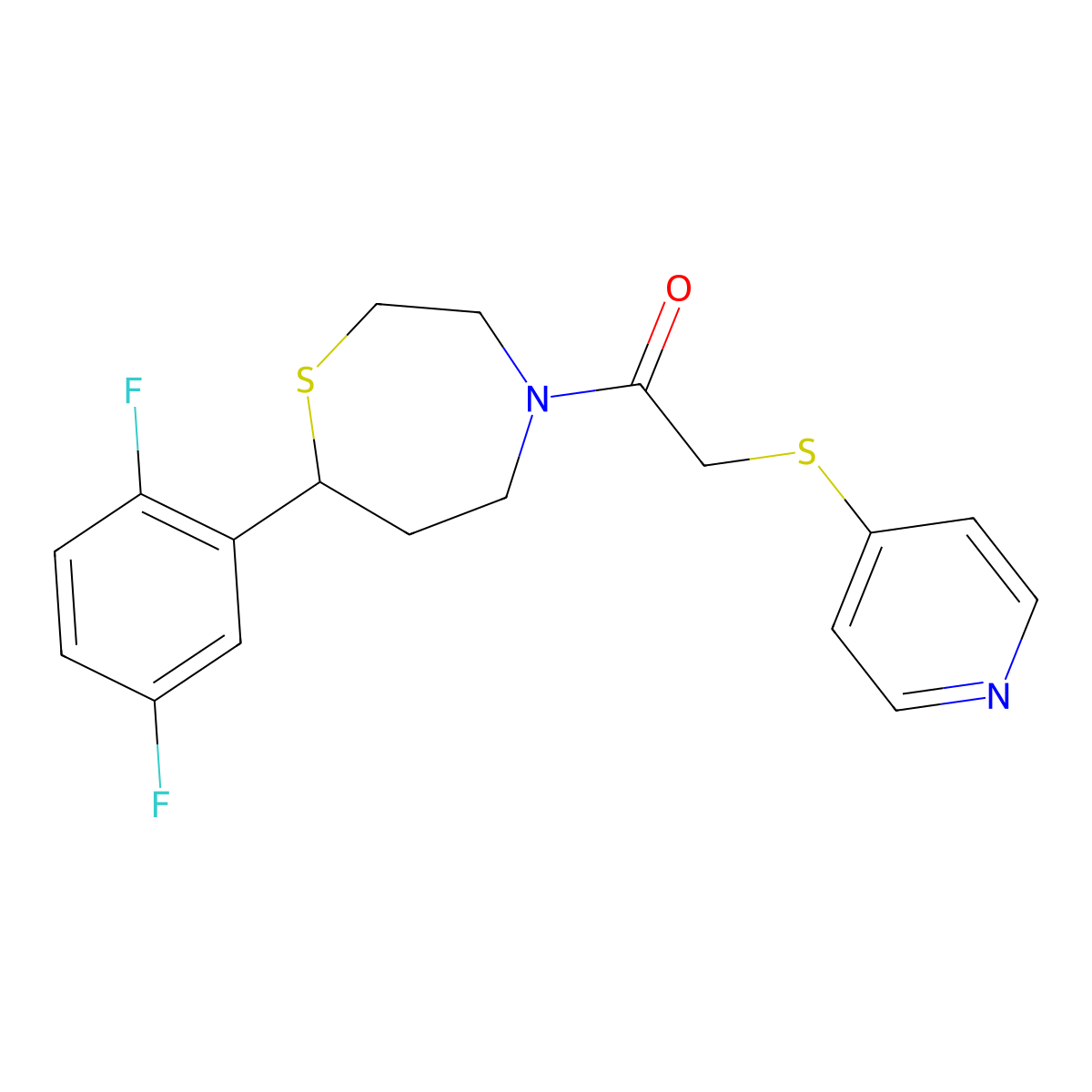 1-(7-(2,5-Difluorophenyl)-1,4-thiazepan-4-yl)-2-(pyridin-4-ylthio)ethanone molecular structure, CAS 1706092-27-4
