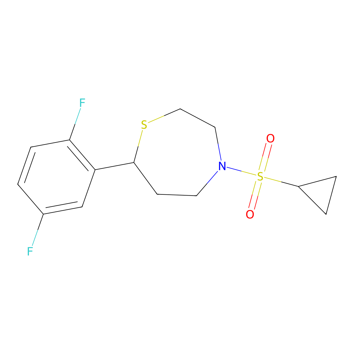 4-(Cyclopropylsulfonyl)-7-(2,5-difluorophenyl)-1,4-thiazepane molecular structure, CAS 1706092-57-0