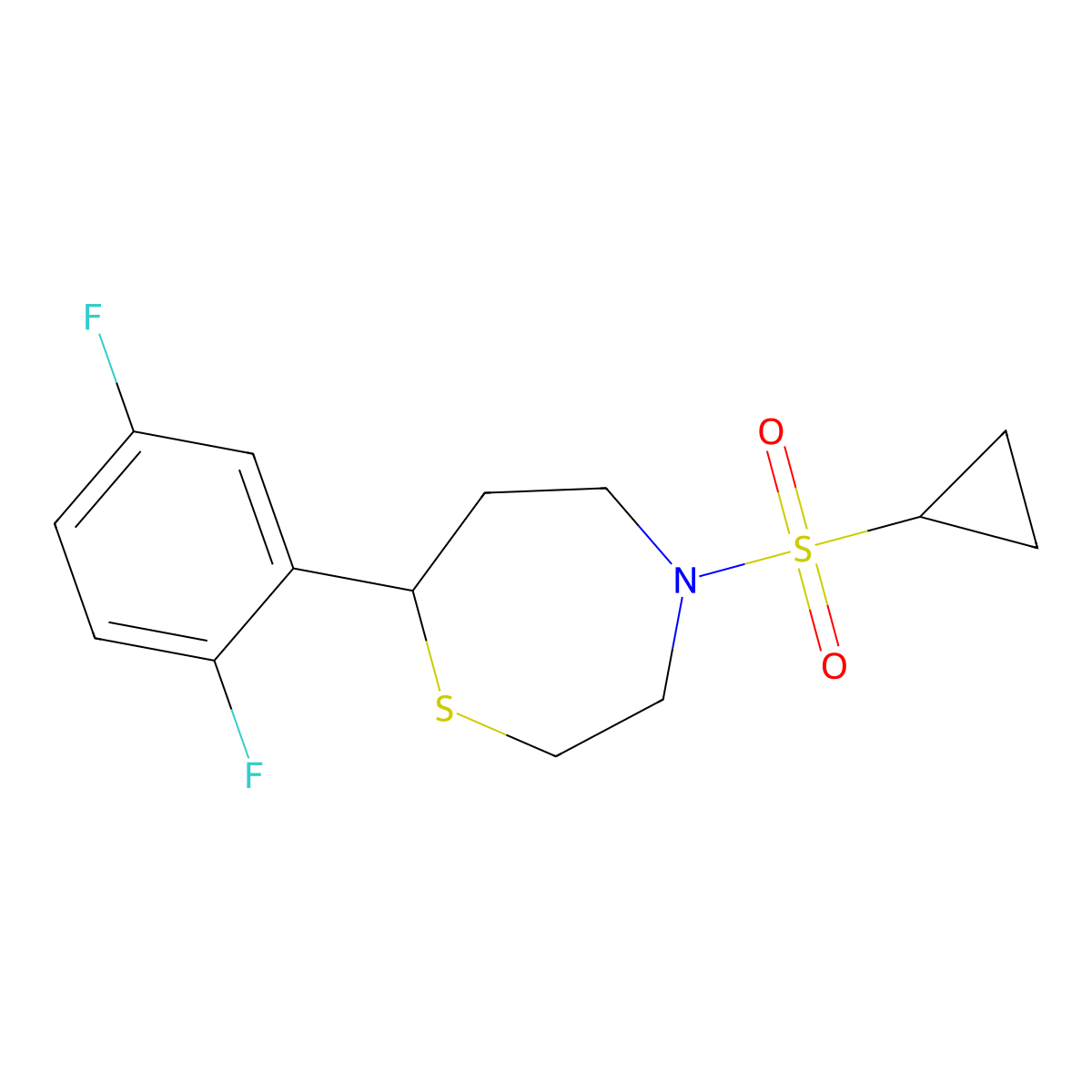 4-(Cyclopropylsulfonyl)-7-(2,5-difluorophenyl)-1,4-thiazepane molecular structure, CAS 1706092-57-0