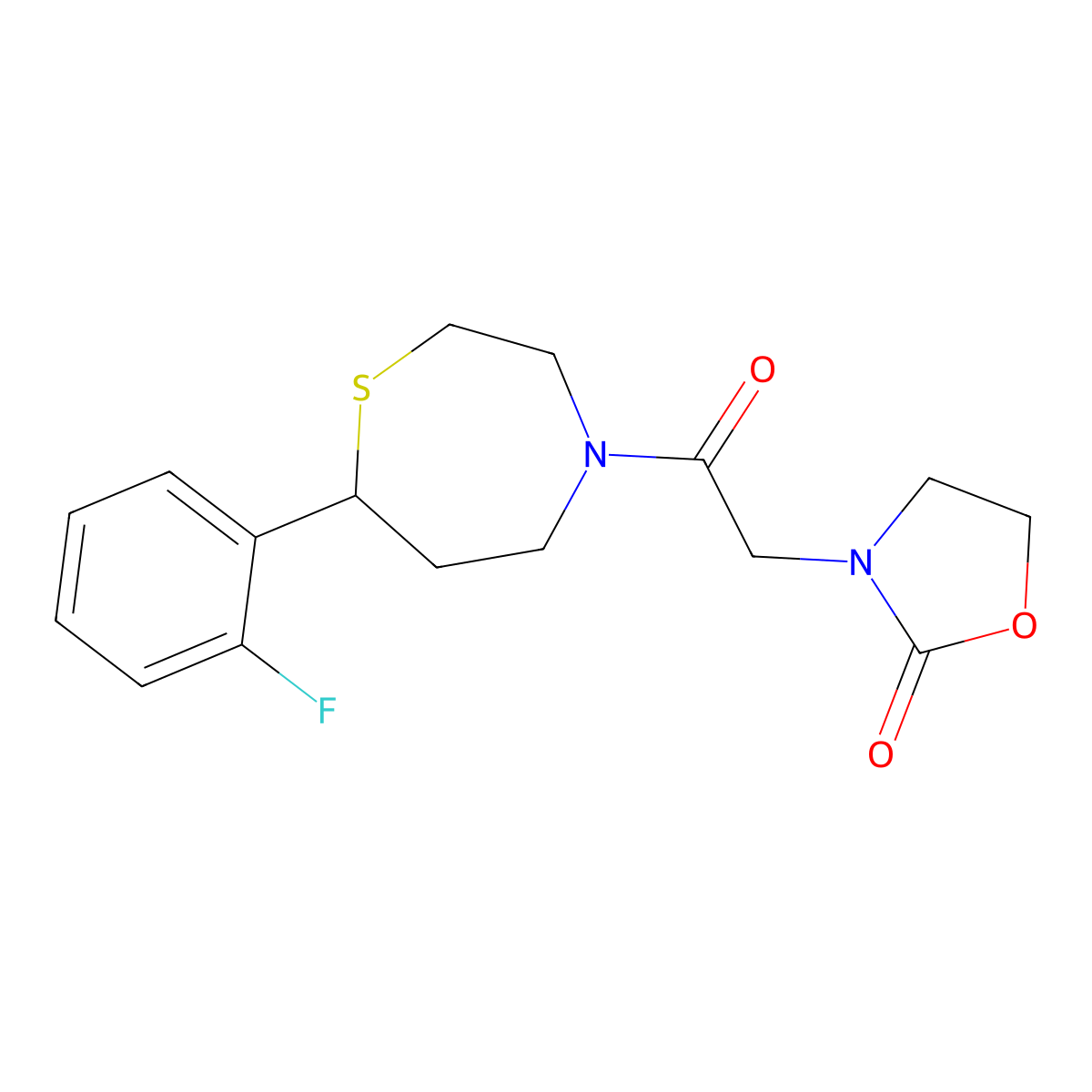3-(2-(7-(2-Fluorophenyl)-1,4-thiazepan-4-yl)-2-oxoethyl)oxazolidin-2-one molecular structure, CAS 1706093-03-9