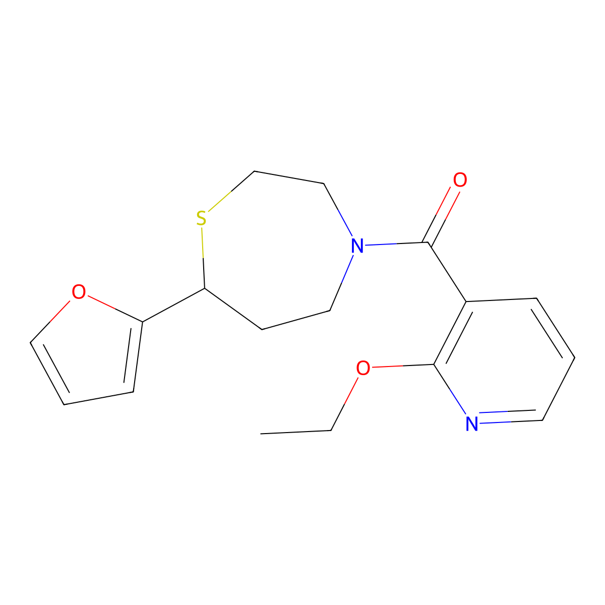 (2-Ethoxypyridin-3-yl)(7-(furan-2-yl)-1,4-thiazepan-4-yl)methanone molecular structure, CAS 1706093-05-1