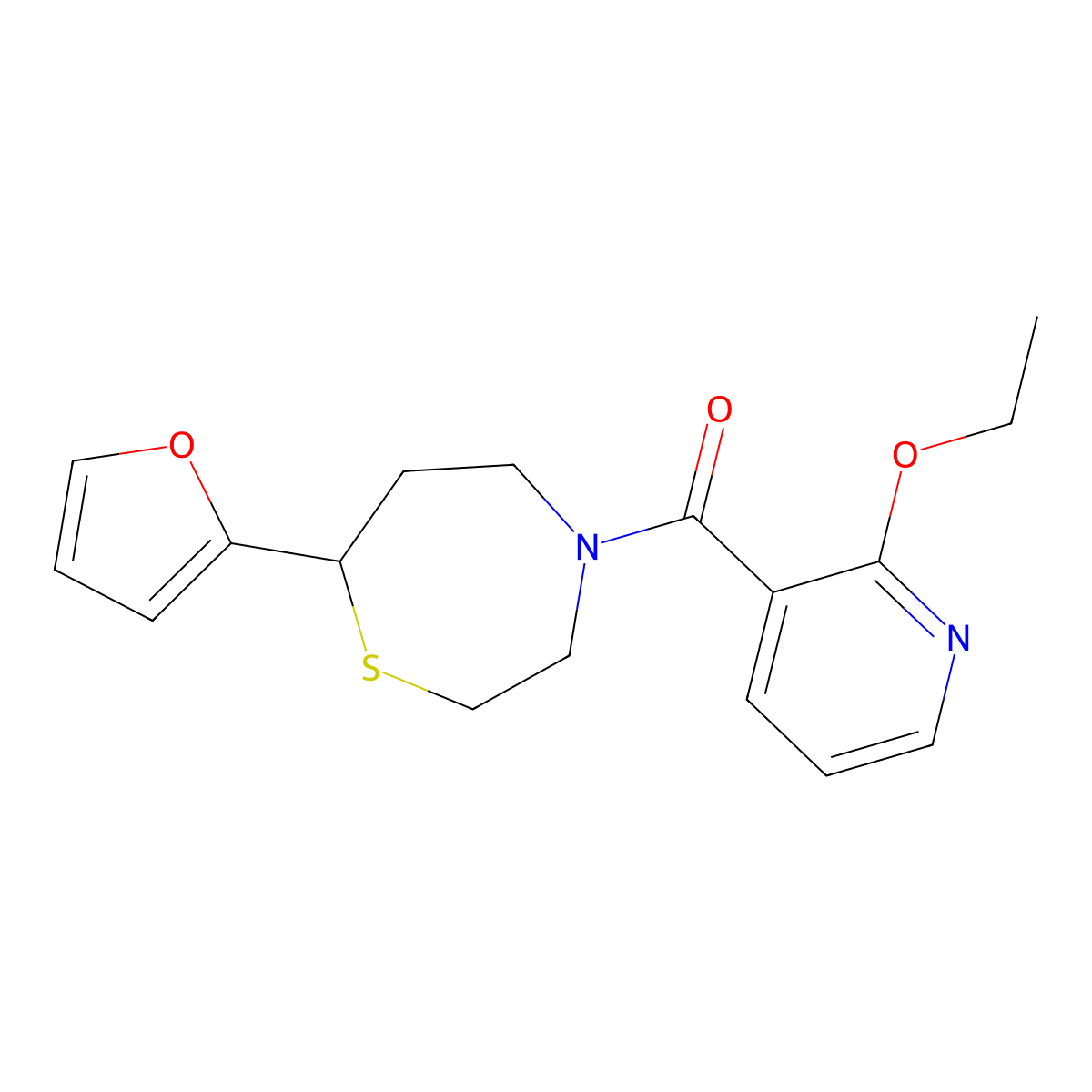 (2-Ethoxypyridin-3-yl)(7-(furan-2-yl)-1,4-thiazepan-4-yl)methanone molecular structure, CAS 1706093-05-1