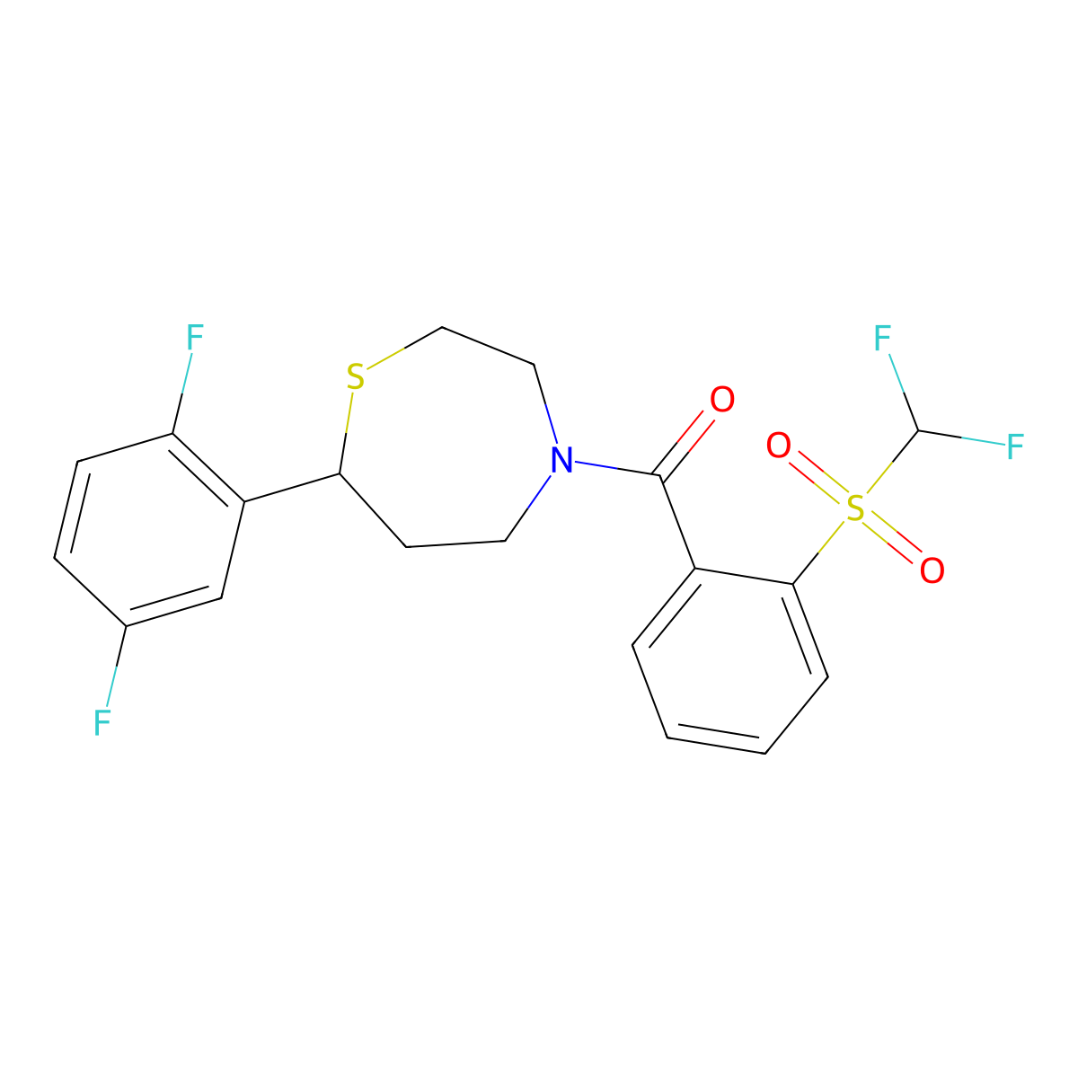 (2-((Difluoromethyl)sulfonyl)phenyl)(7-(2,5-difluorophenyl)-1,4-thiazepan-4-yl)methanone molecular structure, CAS 1706093-07-3