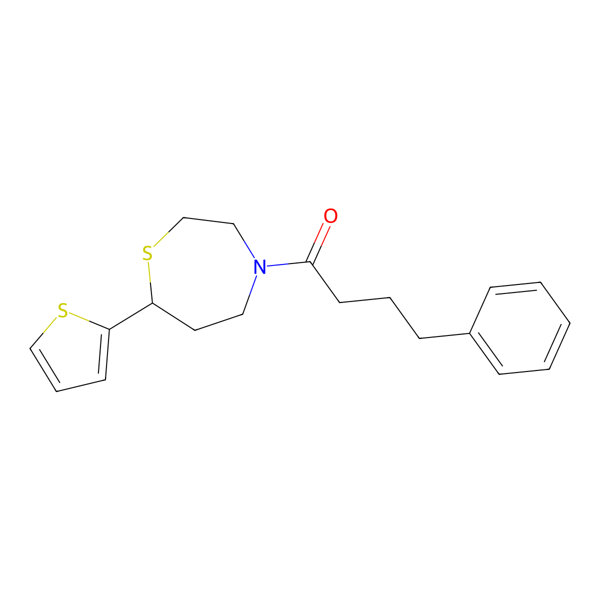 4-Phenyl-1-(7-(thiophen-2-yl)-1,4-thiazepan-4-yl)butan-1-one molecular structure, CAS 1706094-48-5