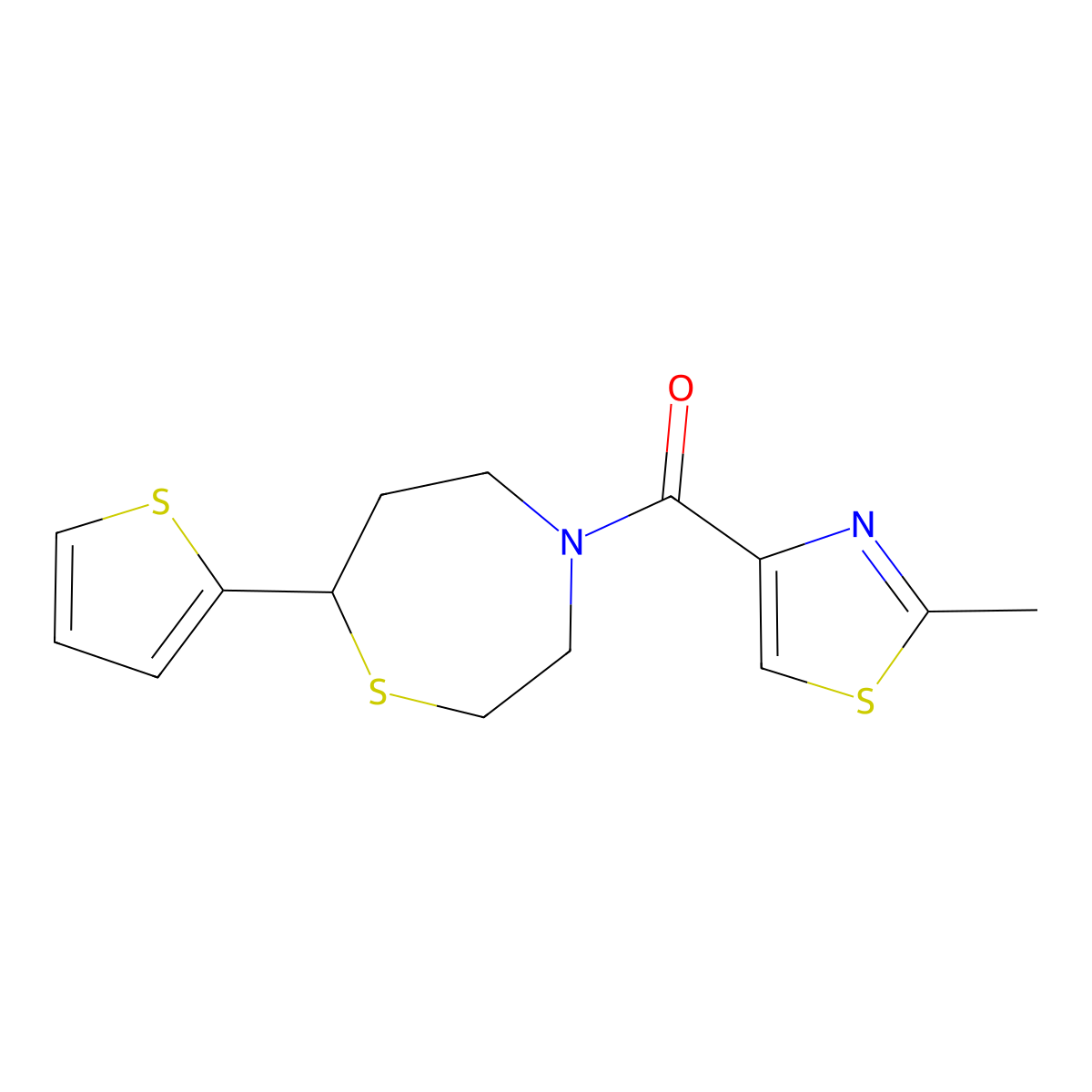 (2-Methylthiazol-4-yl)(7-(thiophen-2-yl)-1,4-thiazepan-4-yl)methanone molecular structure, CAS 1706095-16-0