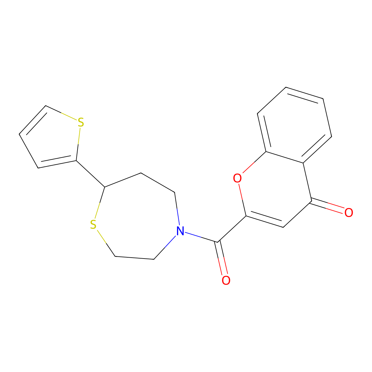 2-[7-(thiophen-2-yl)-1,4-thiazepane-4-carbonyl]-4H-chromen-4-one molecular structure, CAS 1706095-78-4